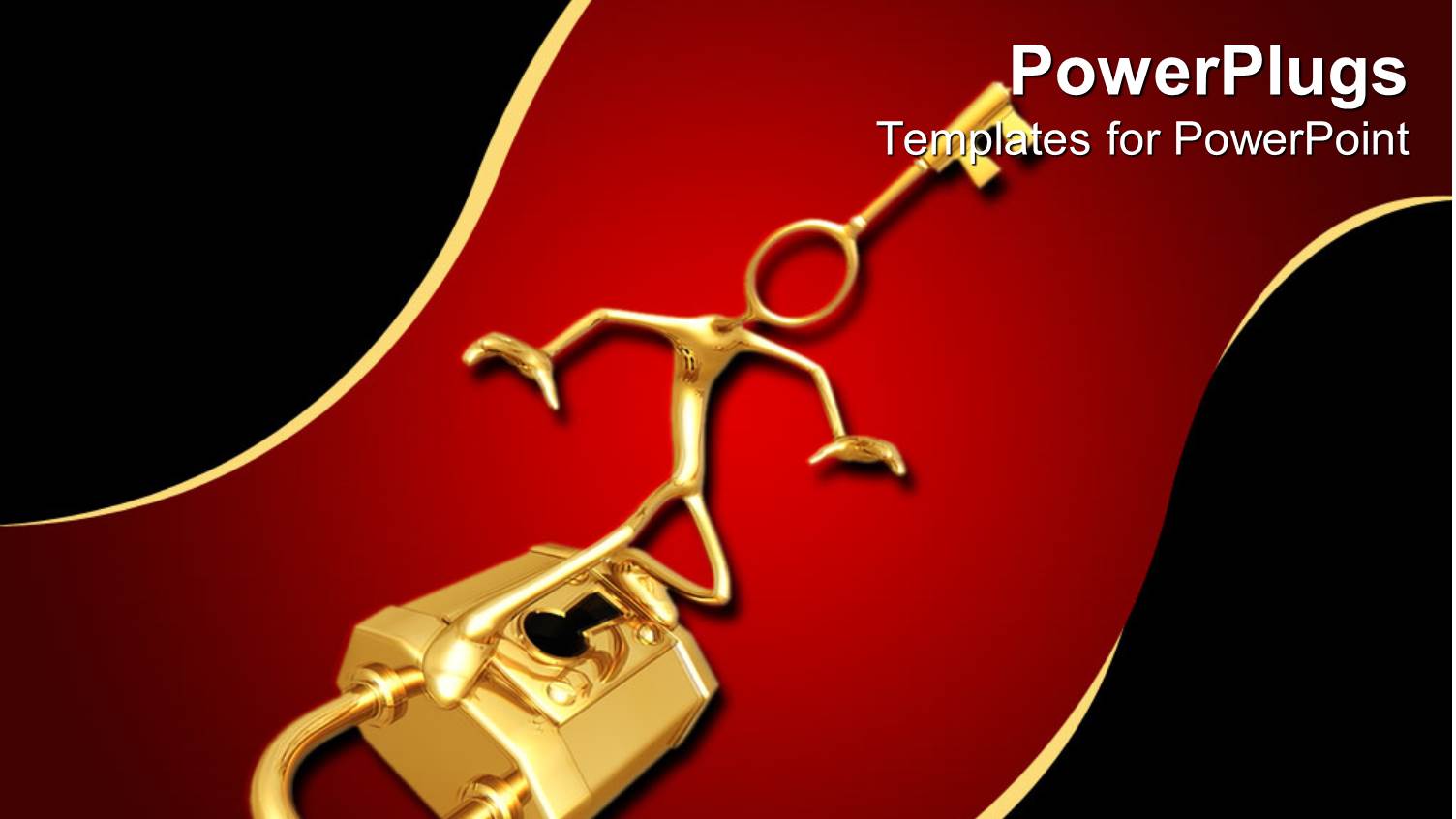 3d Human Character with a Key Head Standing on a Padlock