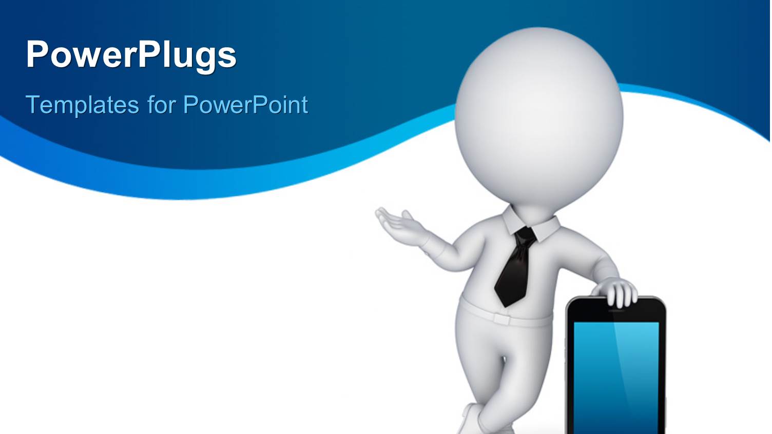 3D Human Character in White with a Modern Mobile Phone