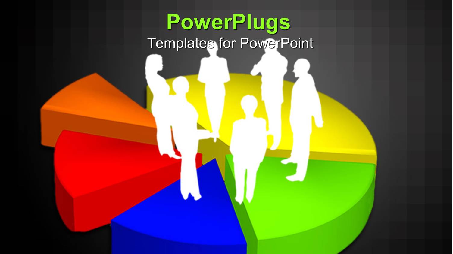3D Human Characters Standing on a Multi Colored Pie Chart