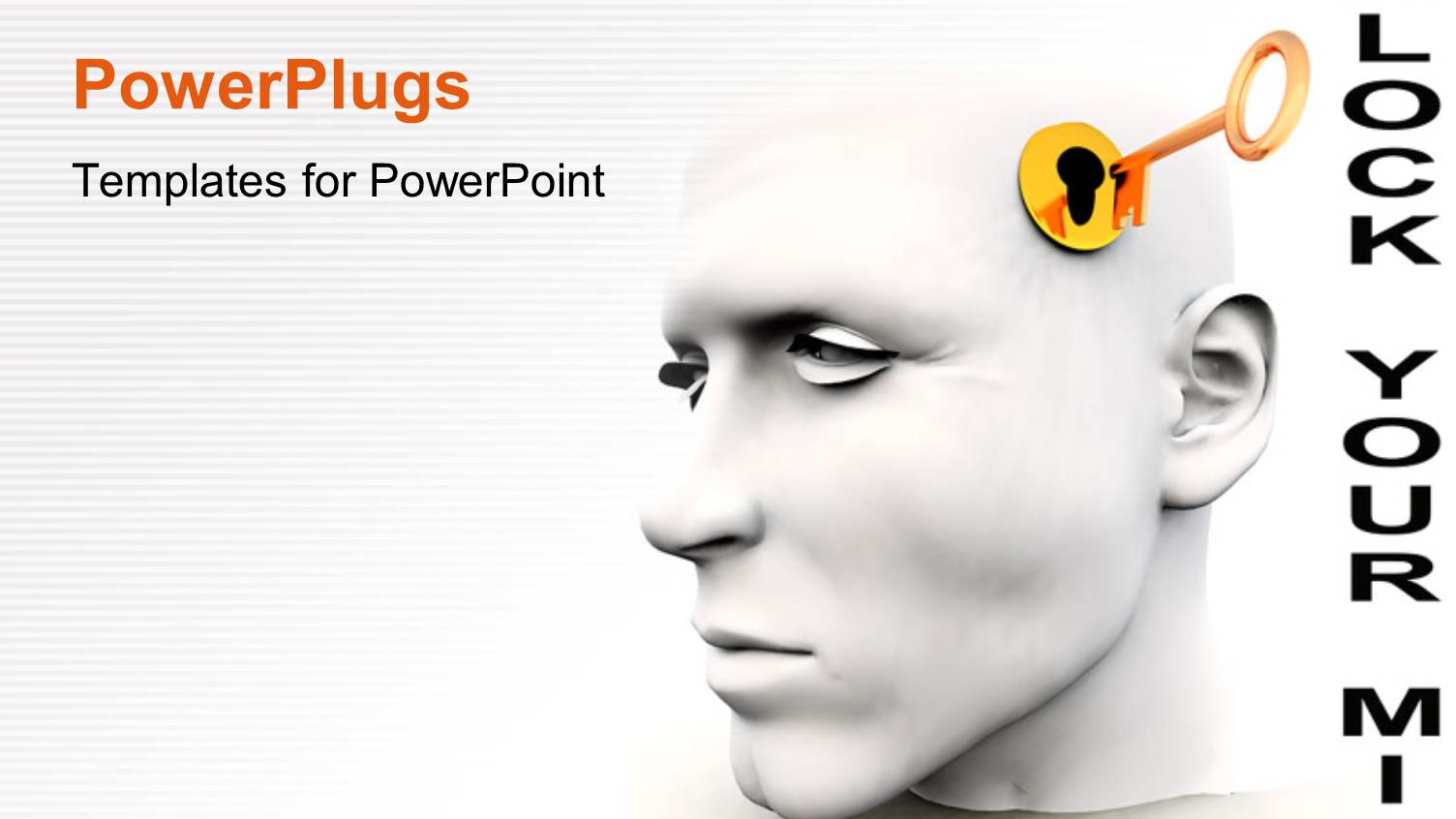 a 3D Human Head with a Key Hole and a Golden Key