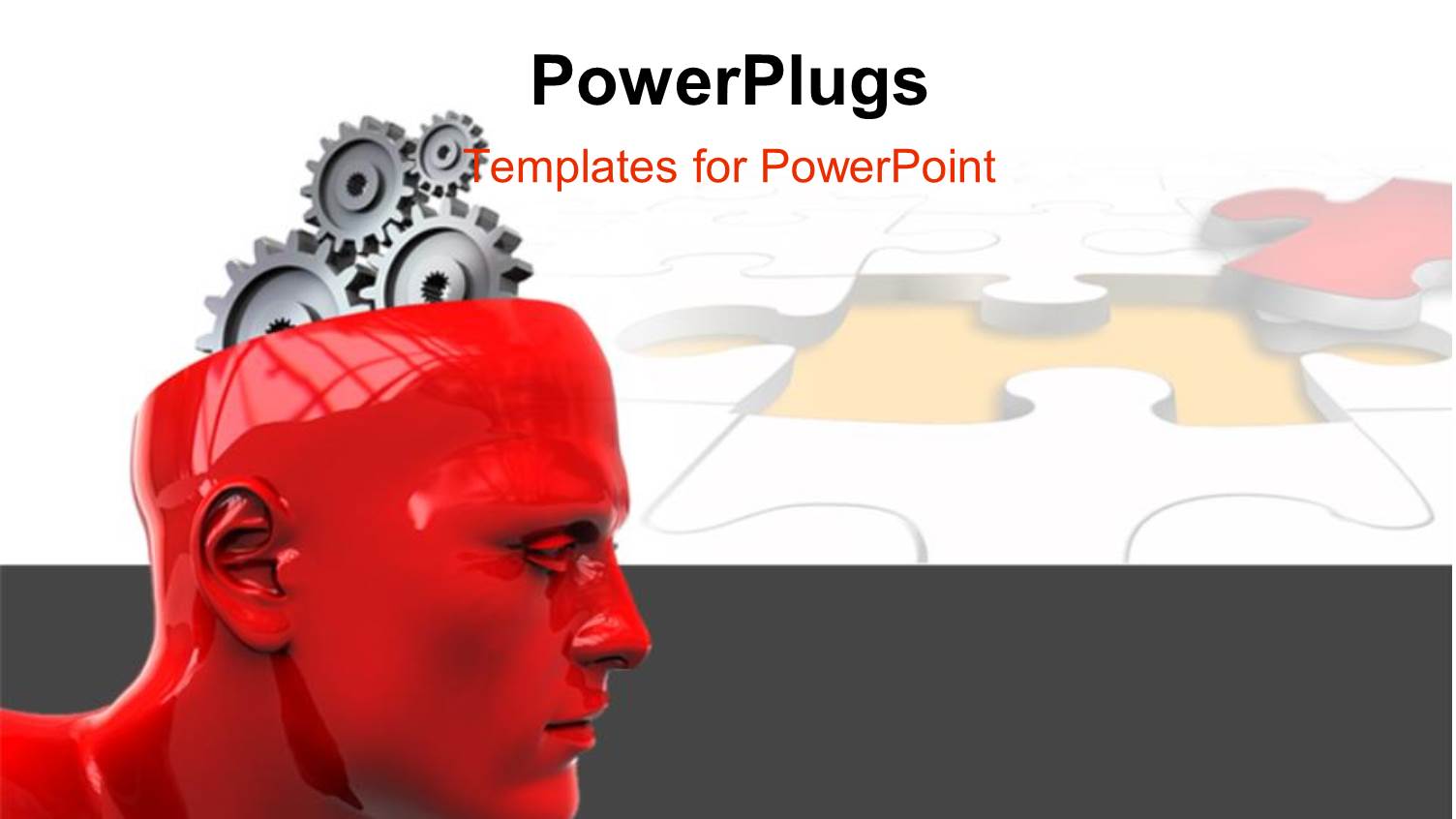 a 3D Human Head with Silver Colored Gears for a Brain