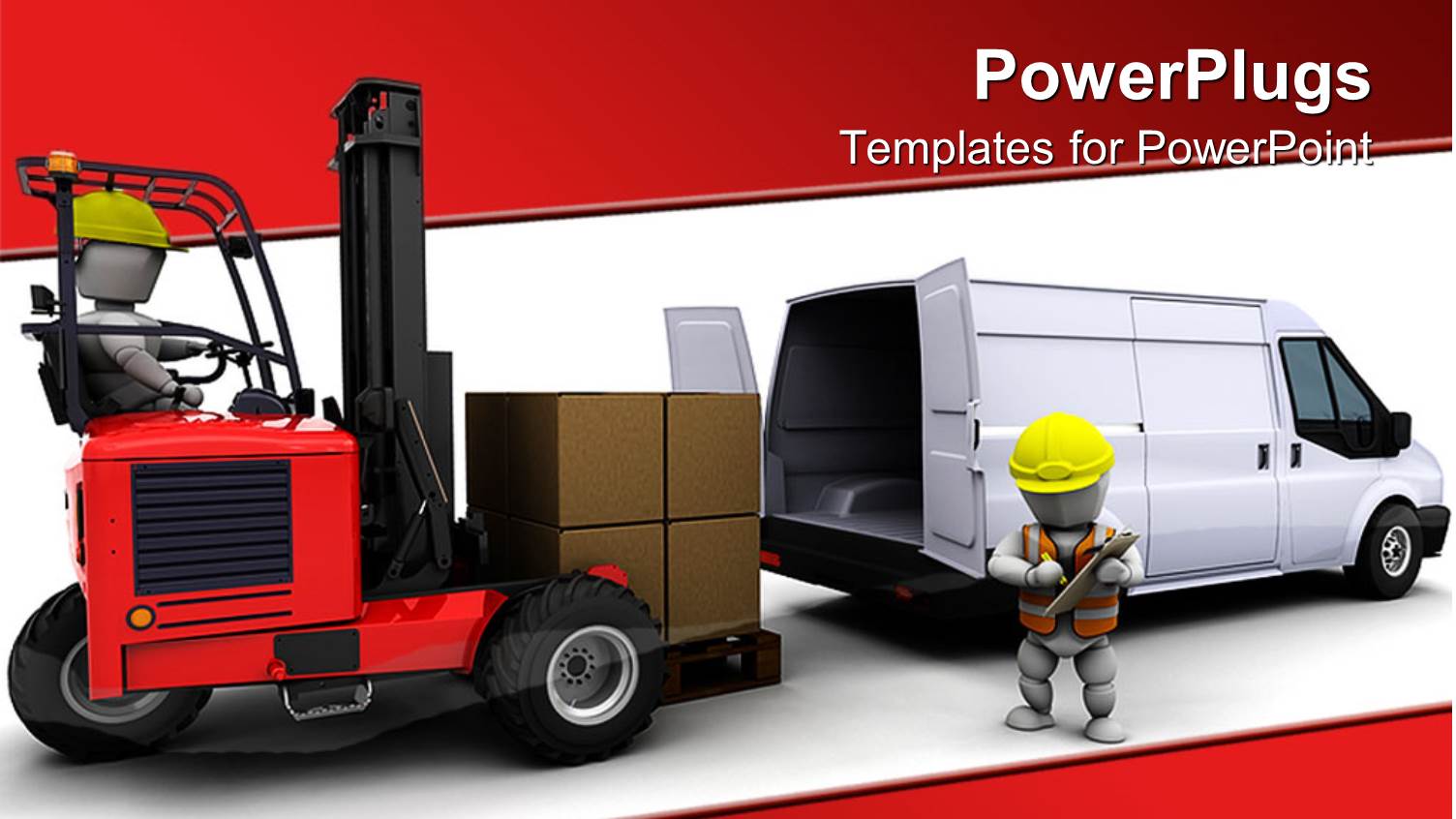 3D Images of a Truck, a Forklift and a Human Character