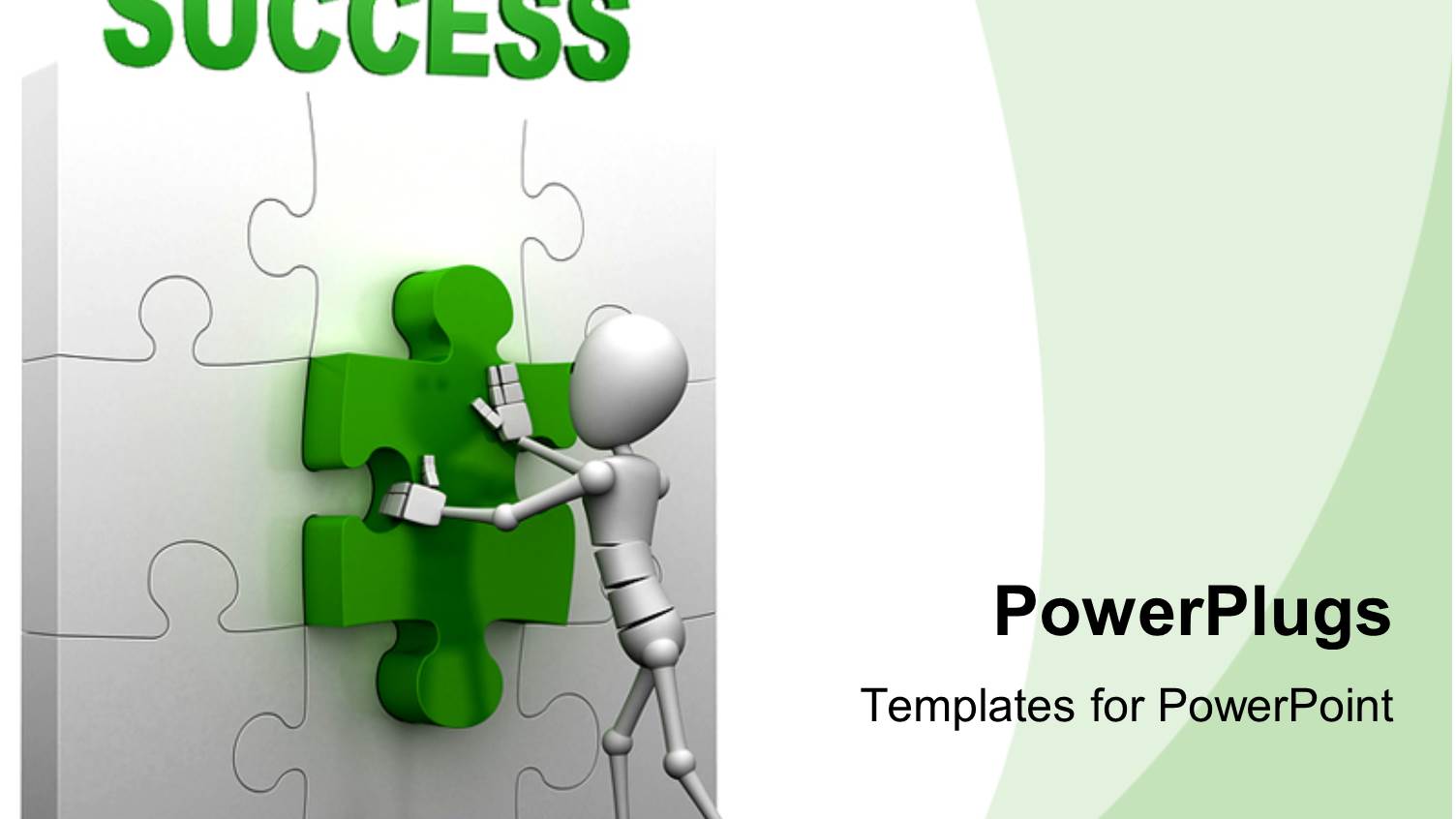 3D Ma Fitting Green Piece of SUCCESS Jigsaw Puzzle in Right Position