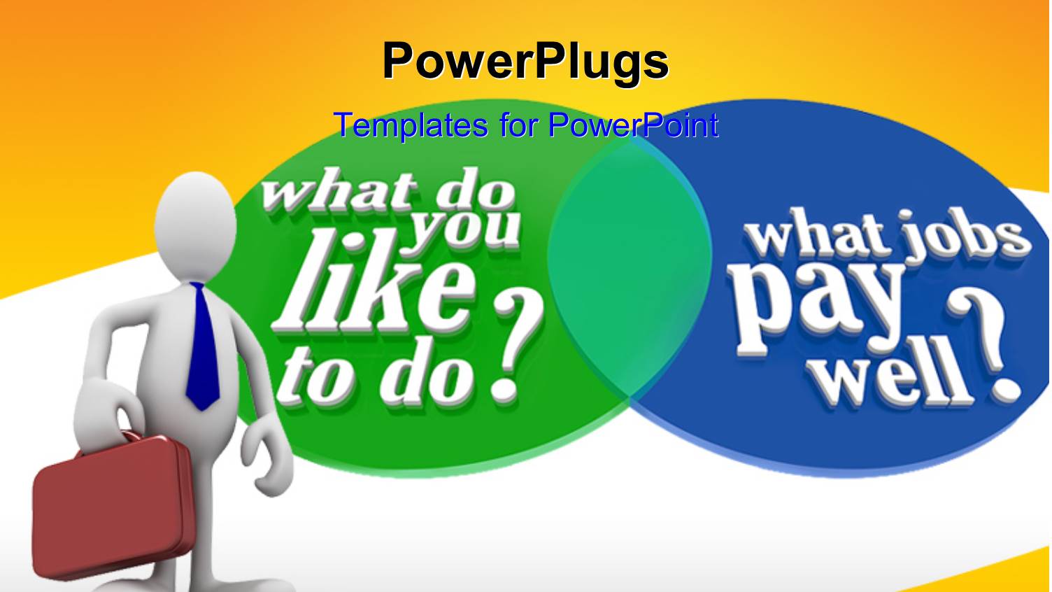 3D Man Carrying Briefcase with Overlapping Colored Circles 