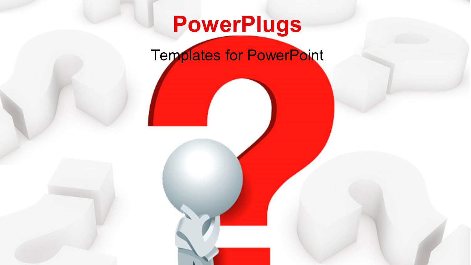 3D Man Leaning on Red Question Mark Symbol