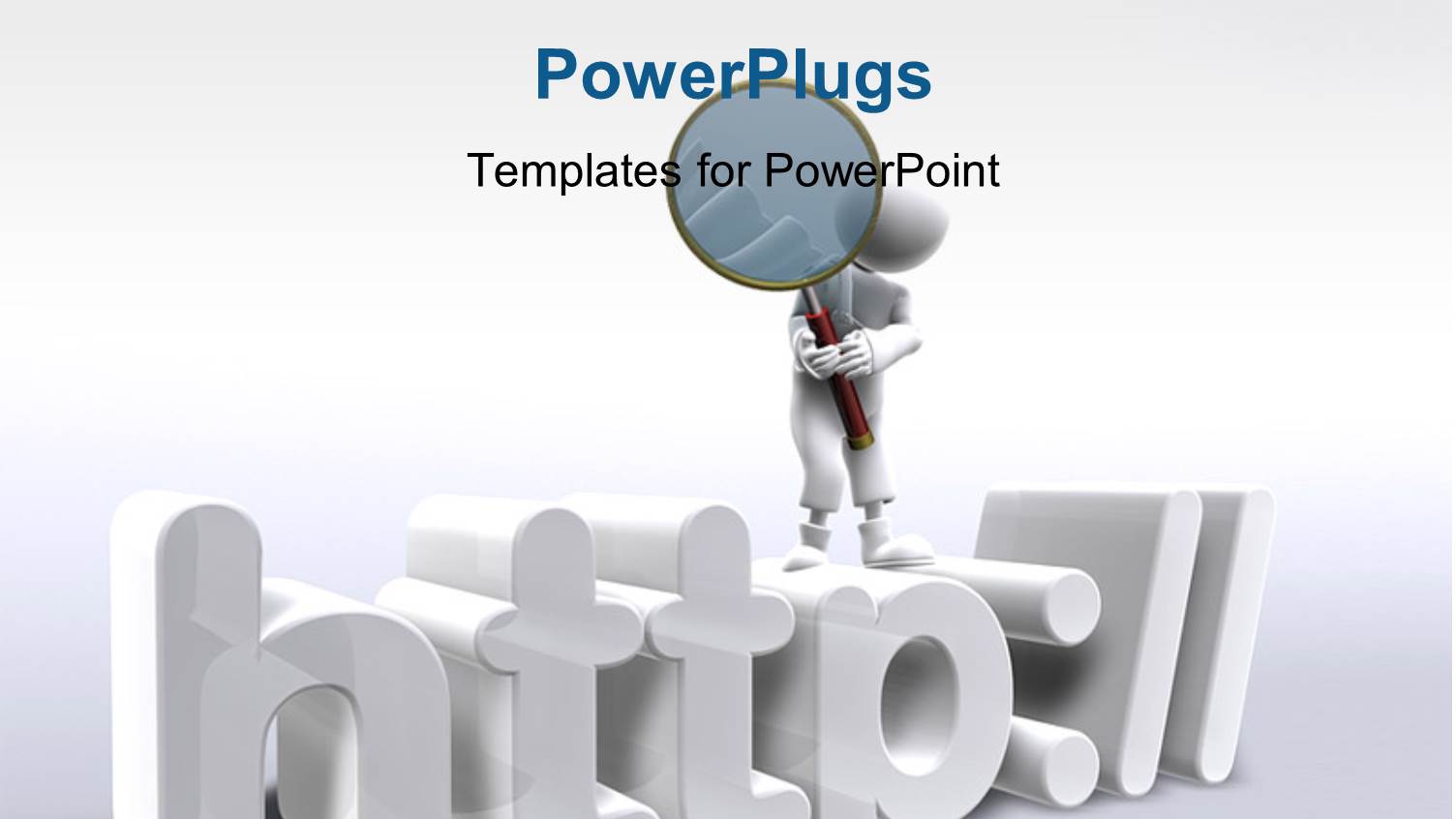 3D Man with Magnifying Glass Standing Over 3D Internet