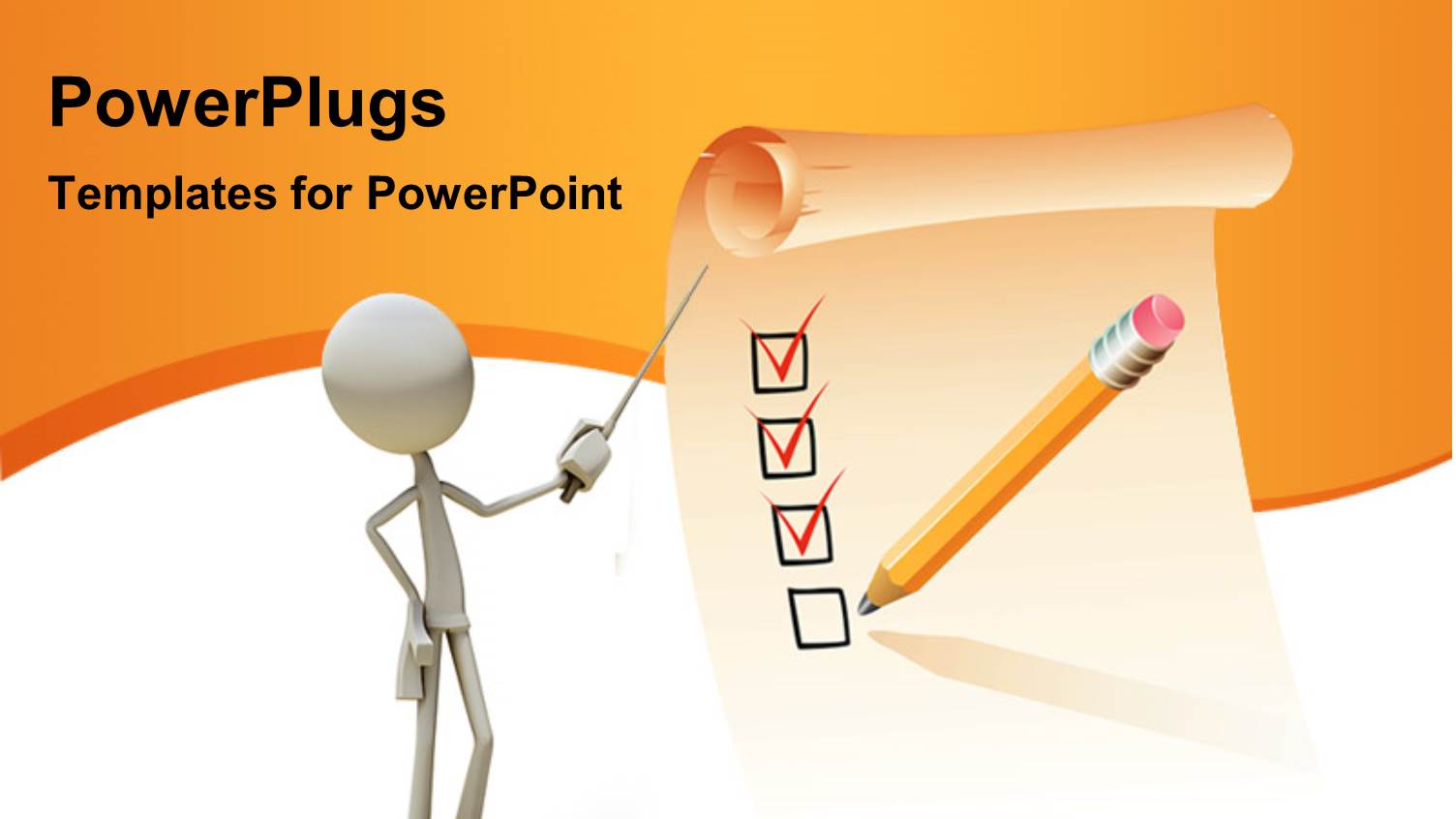 3D Man Pointing to Checklist on Clipboard with Pencil