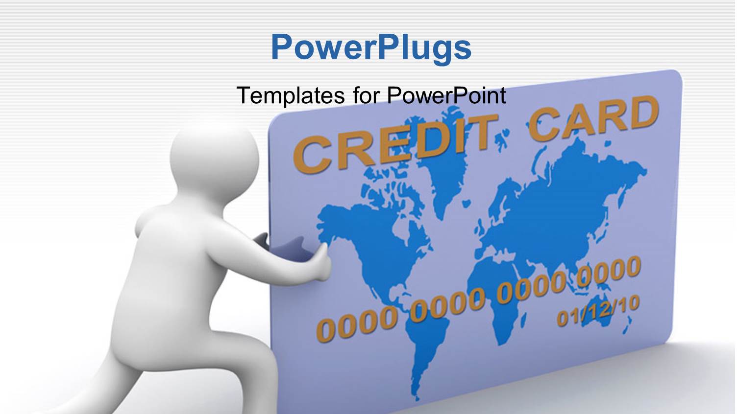 3D Man Pushing Credit Card Over White Background 