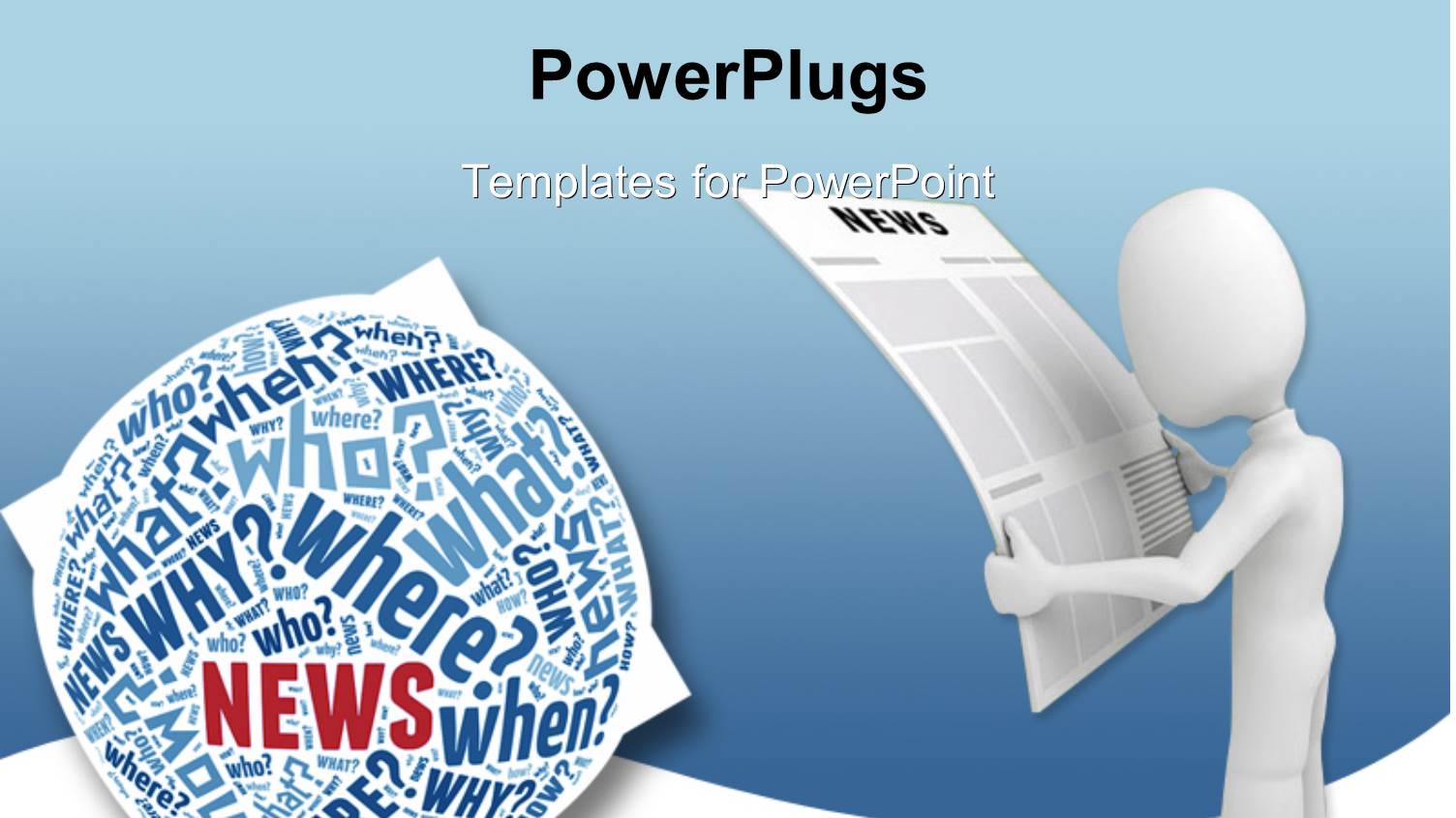 3D Man Reading from Newspaper and Sphere Filled with Questions