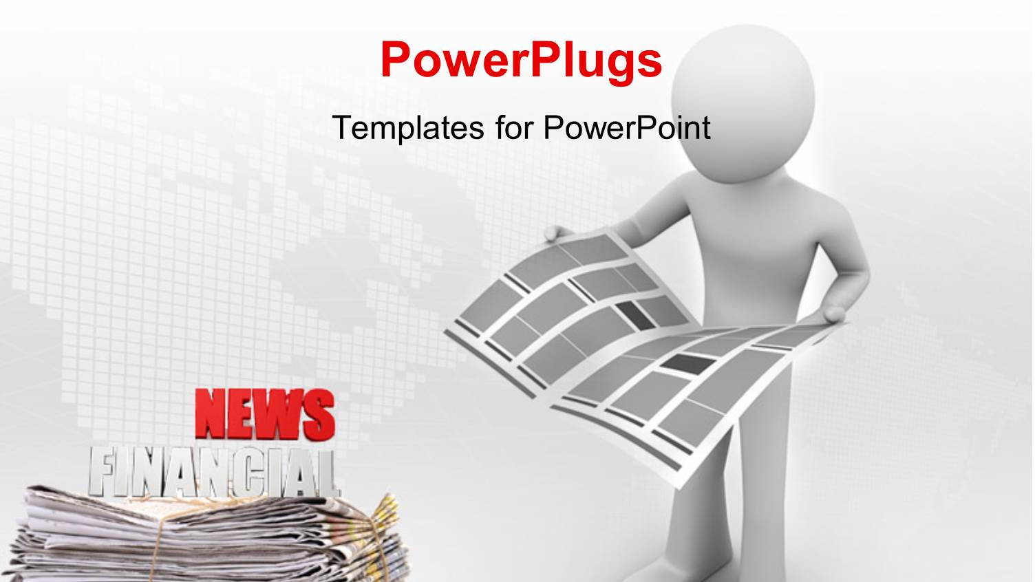 3D Man Reading World News from Newspaper with World Map in Background 