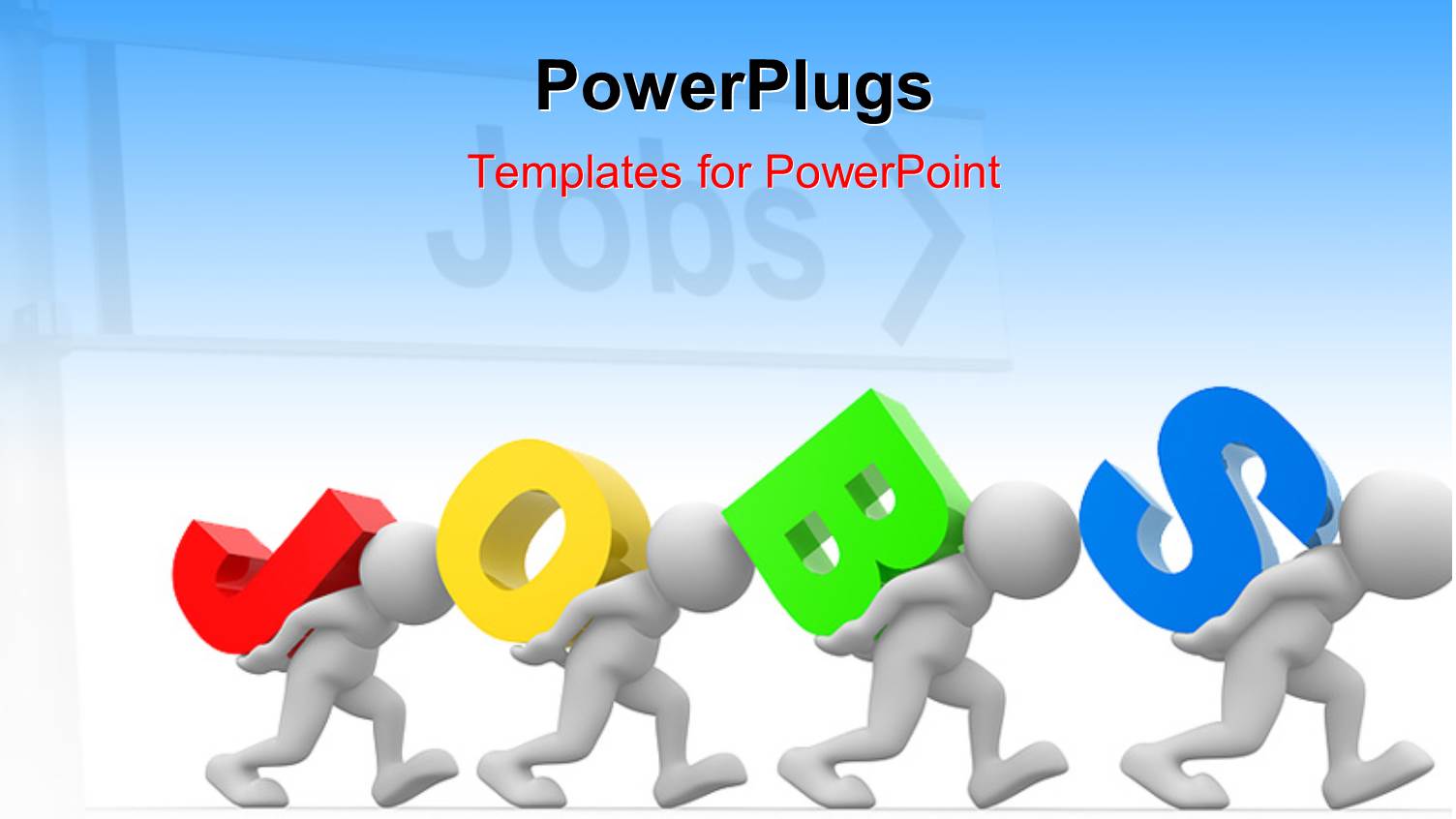 3D Men Carrying Colored 3D Word JOBS Over White Background 