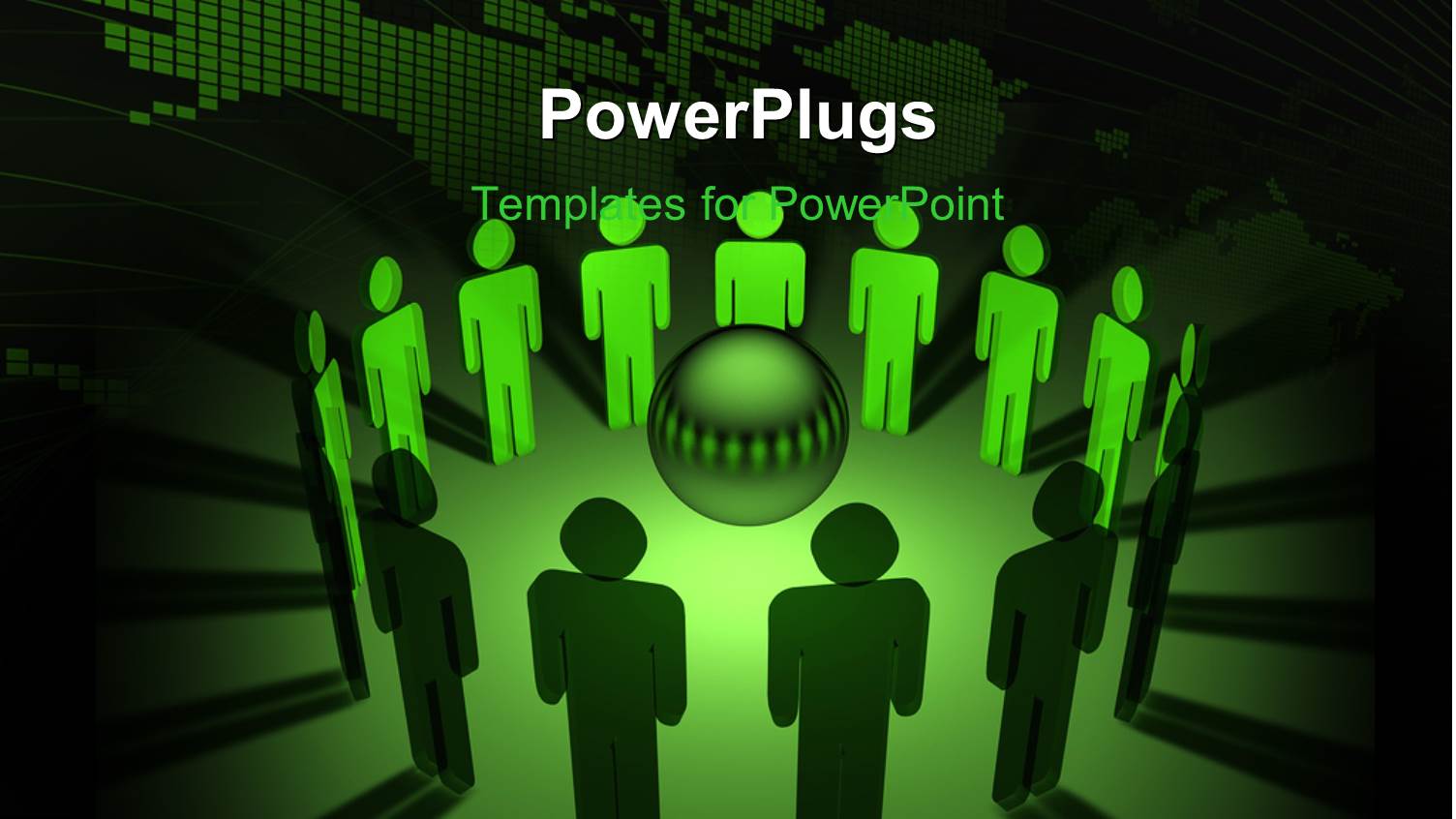 3D Men Form Circle Around Sphere with Shadow on Surface