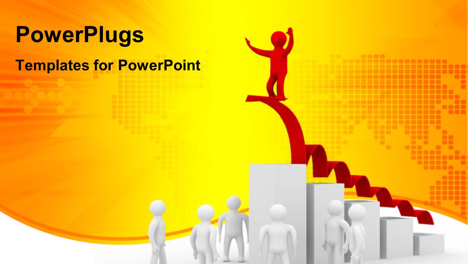 3D Men Gazing at Successful Man on Highest Bar of Bar Chart