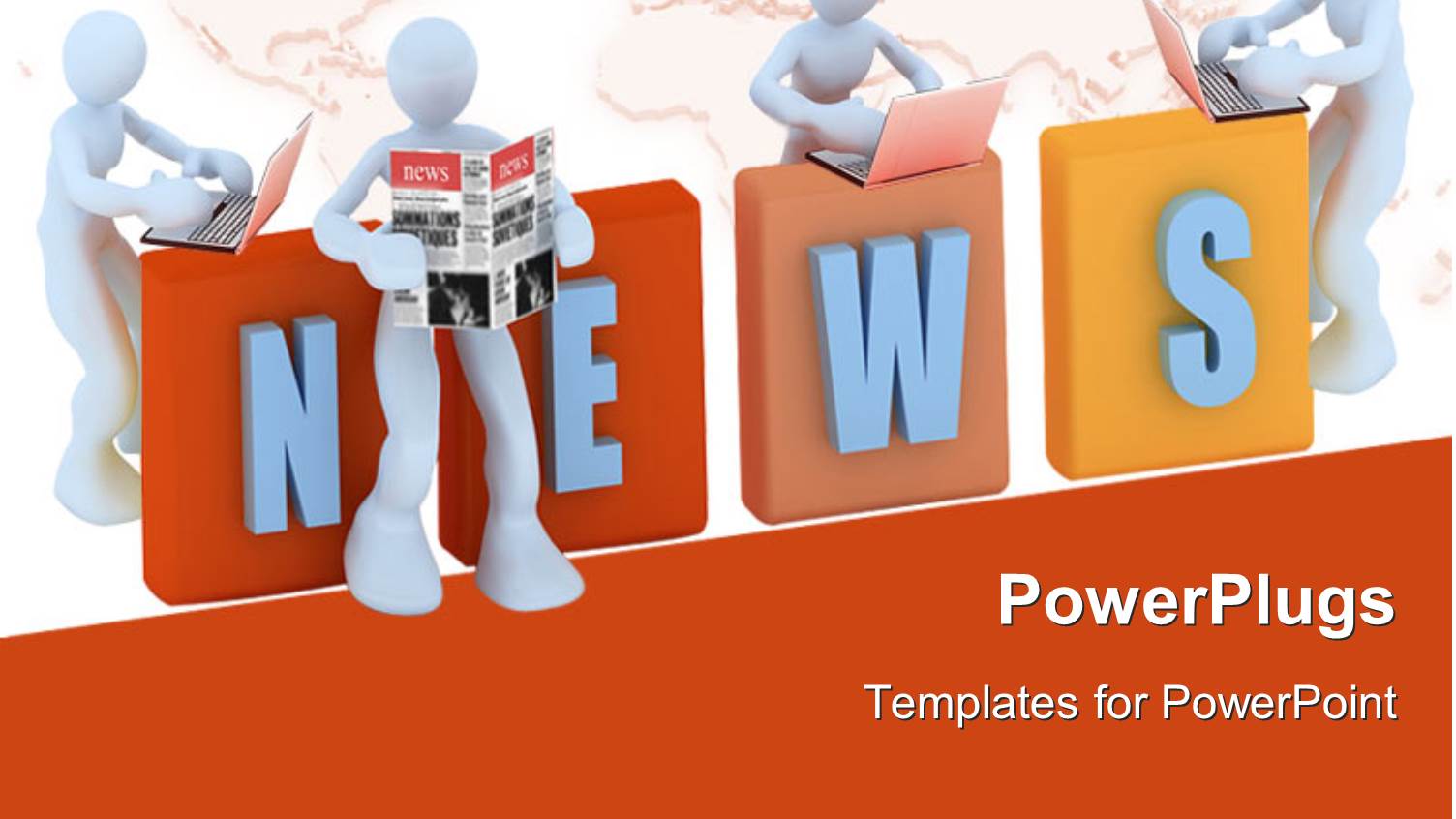 3D Men Leaning Towards 3D NEWS Reading from Newspaper and Laptop 