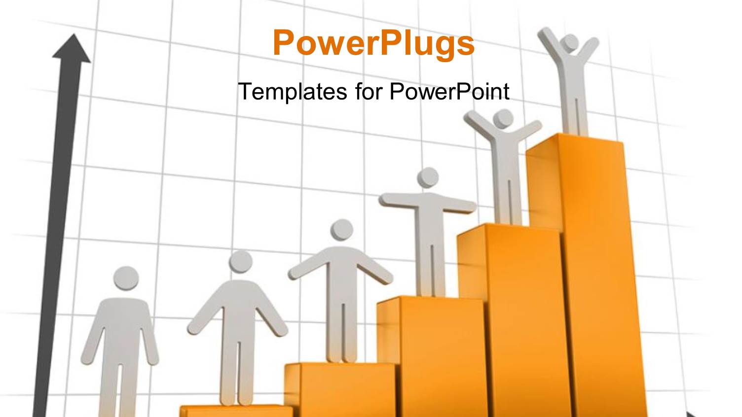 3D Men Standing on Bars of Success Bar Chart