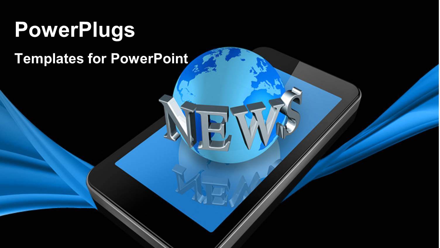 3D Mobile Phone with Globe and News Keyword on Black Background