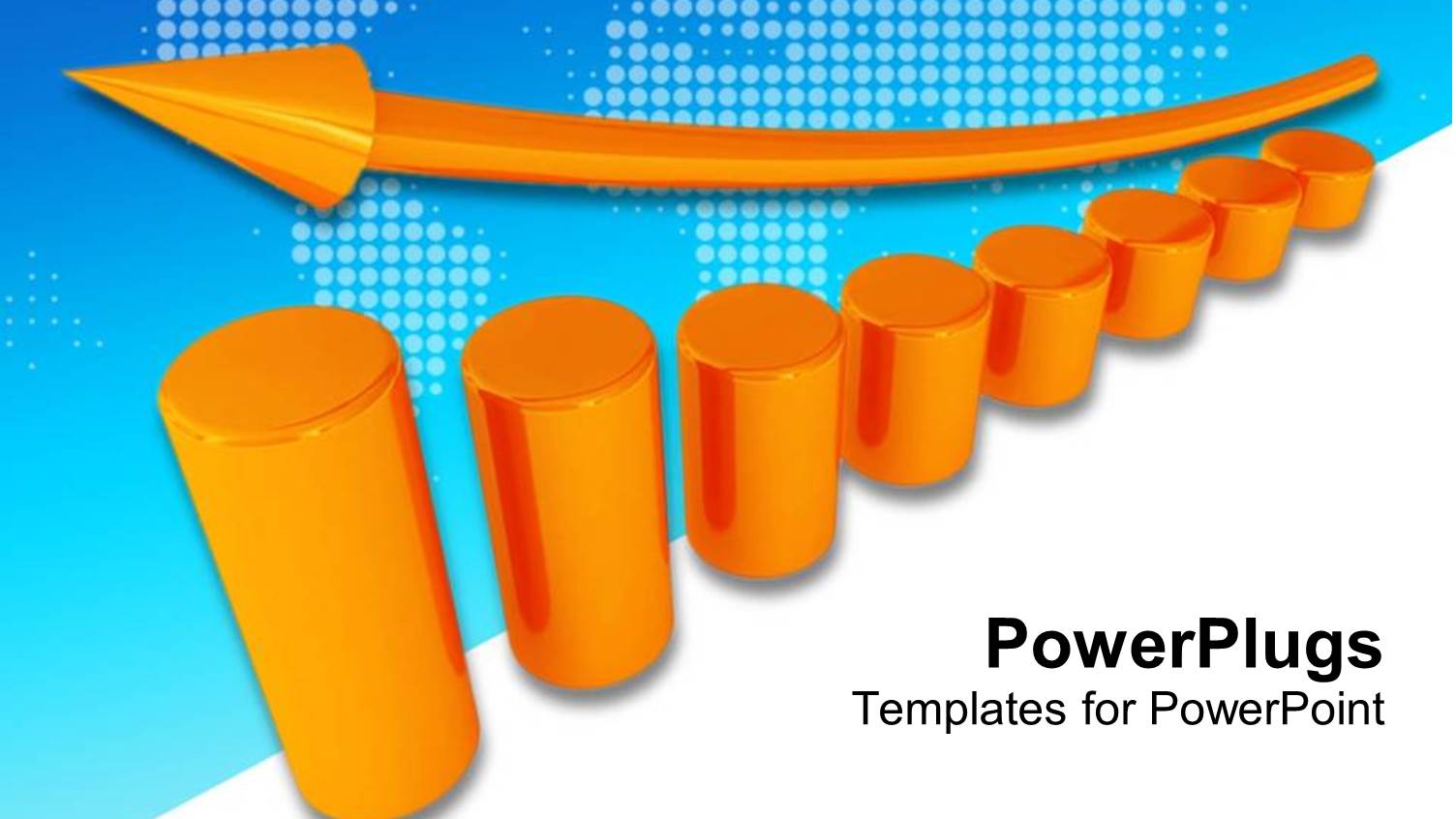 3D Orange Metallic Column Diagram with Orange Arrow Rising Upwards the Columns