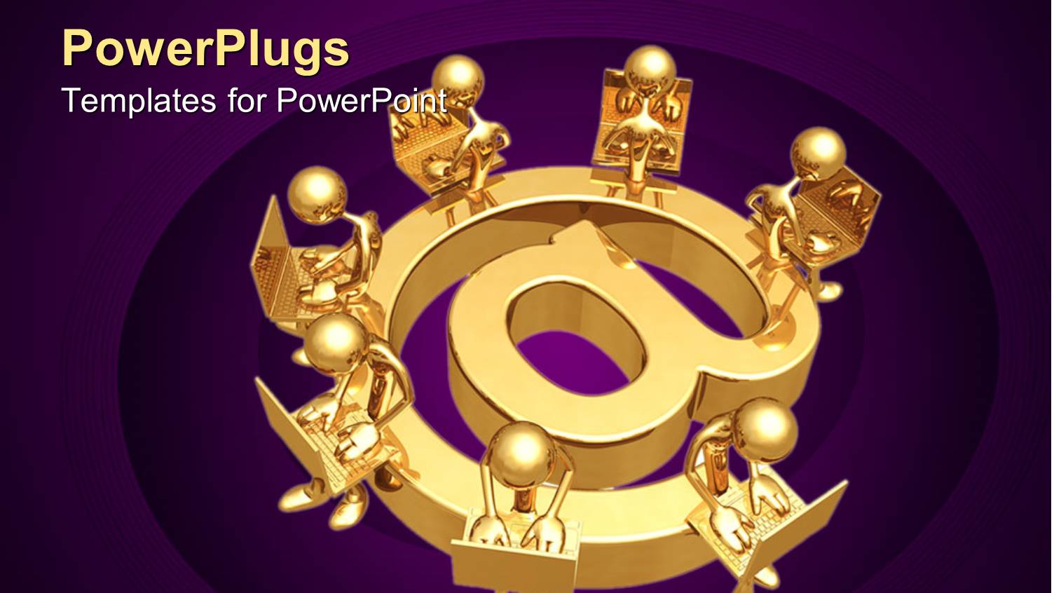 3D People Plated in Gold with Laptop on large Email Symbol 