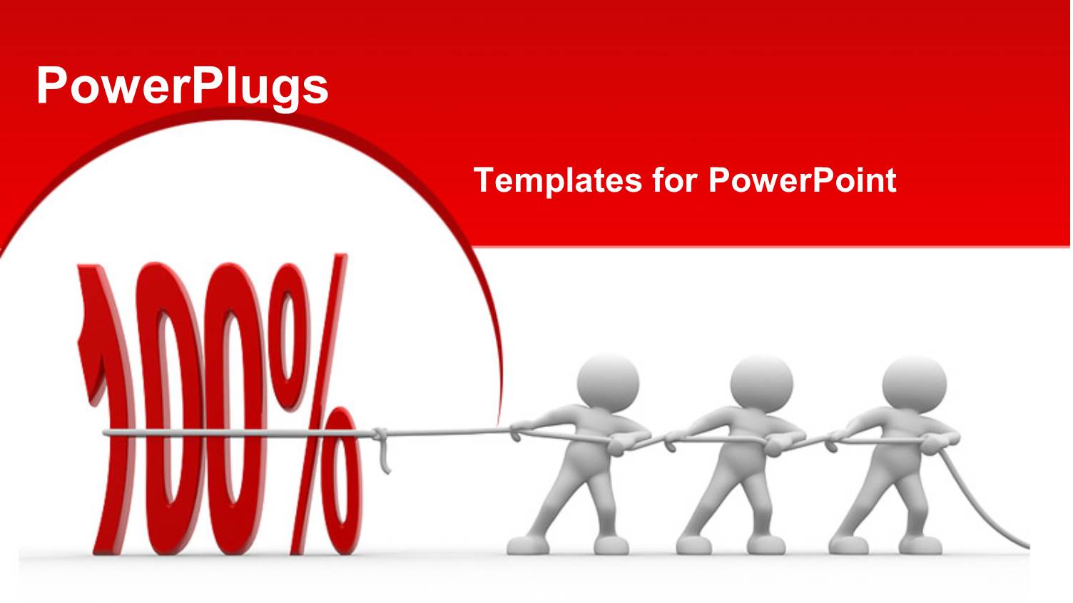 3D People Pulling Number 100 Percent to Success with Red Color