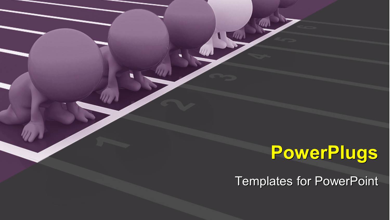 3D People Set on your Marks Ready to Race with Race Course