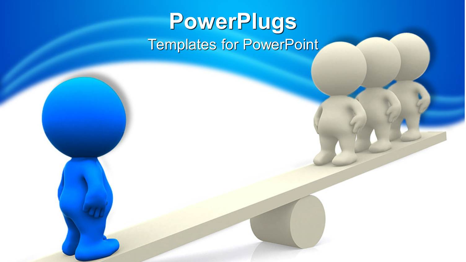 3D People Standing on Seesaw with White Background