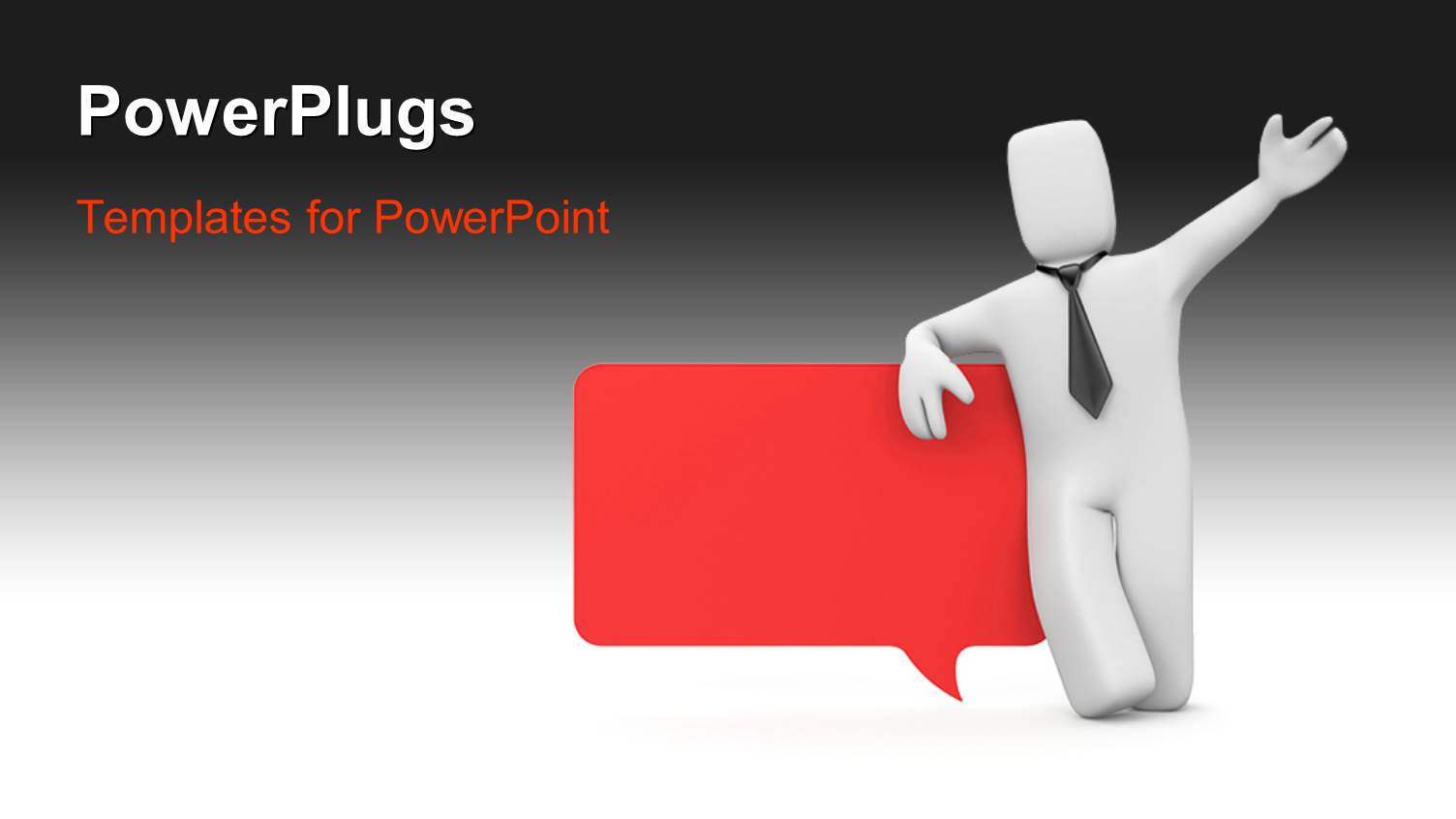 3D Person Standing with Speech Bubble in Red Against Black and White Color