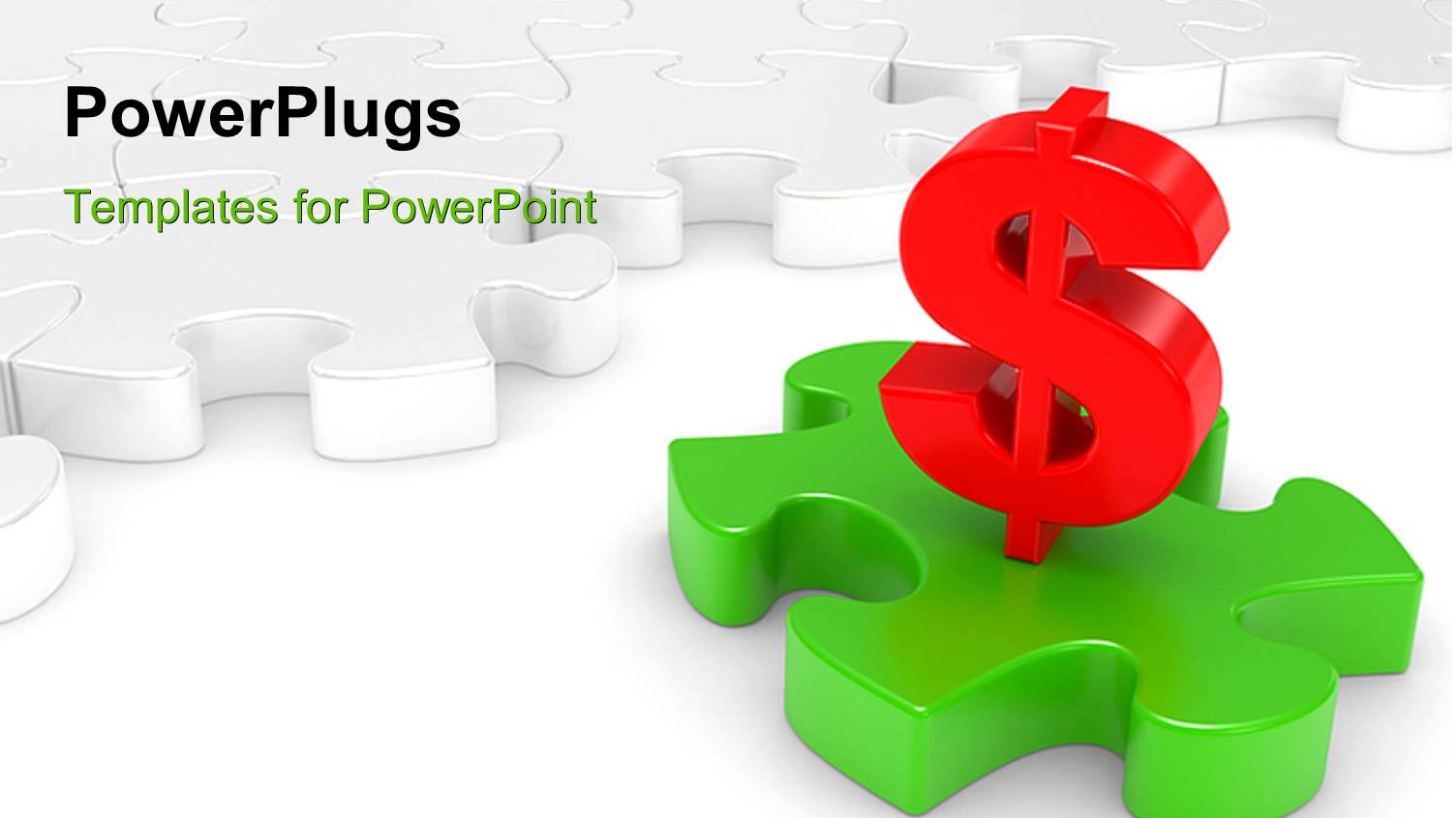 3D Puzzle in Green and a Red Dollar Sign Above it with Puzzles