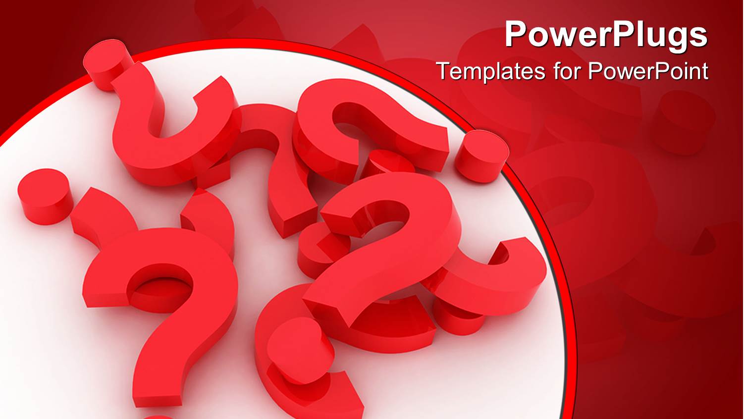 3D Red Question Marks on White Circular Background Surrounded by Red Background