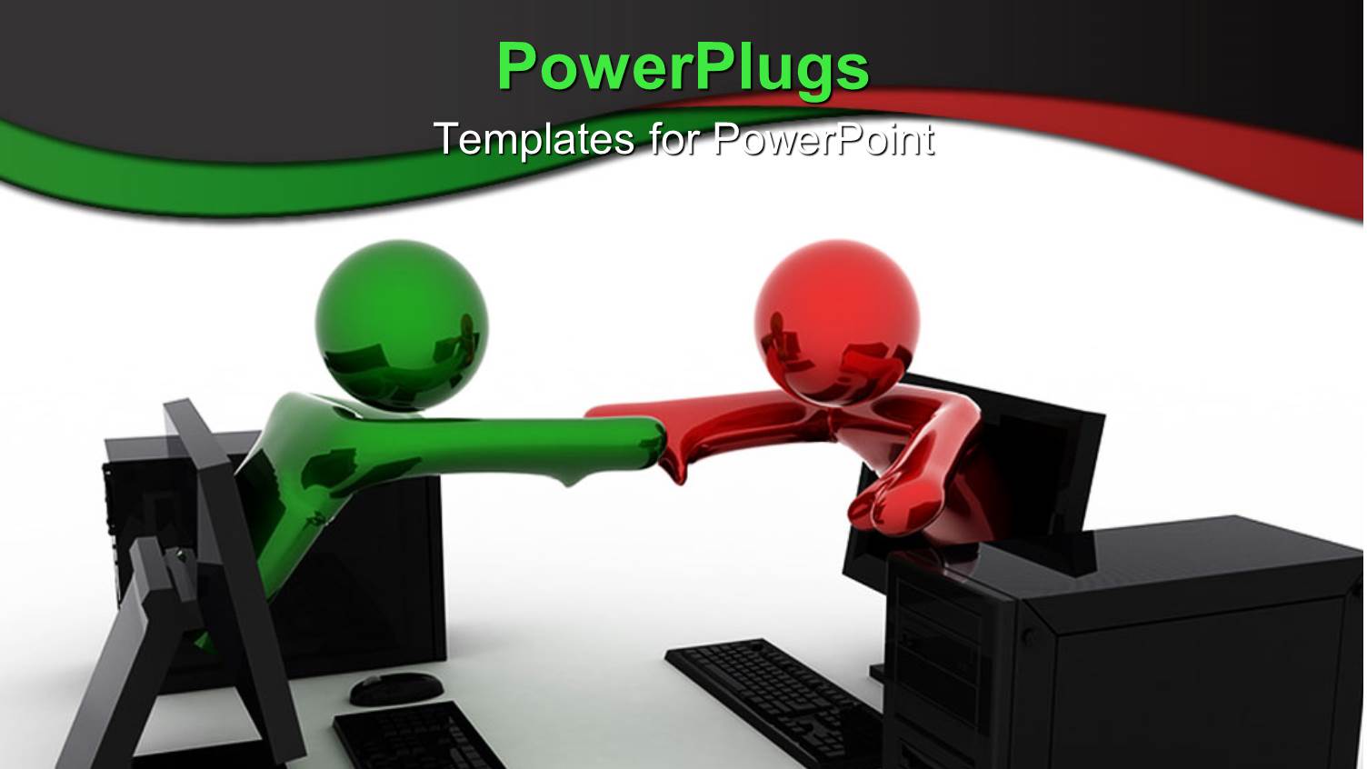 3D Rendering of Business Handshake of Persons from Computers