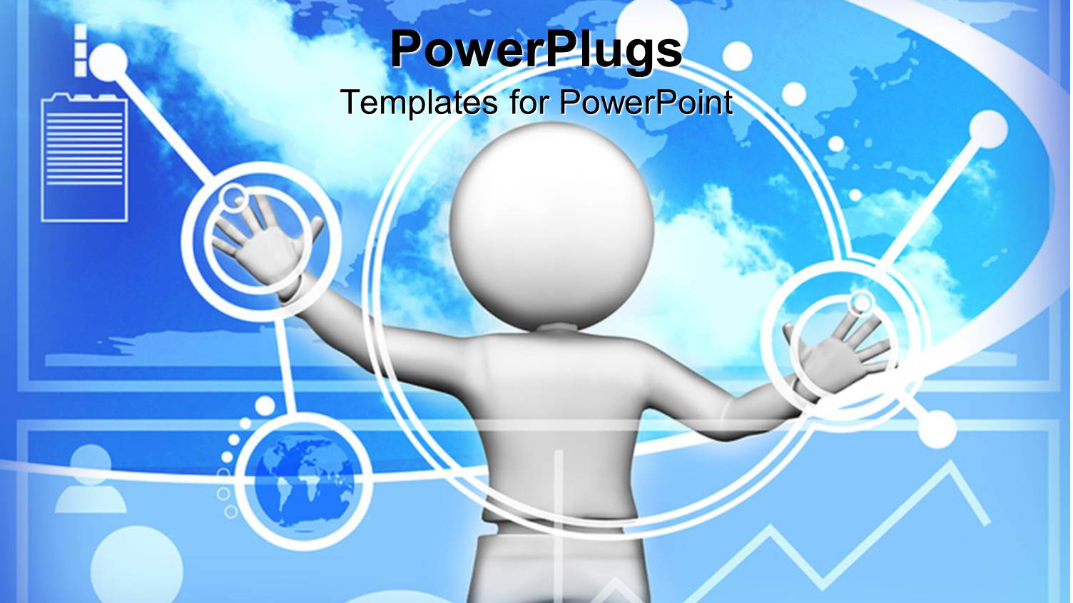 3D Rendering of Person Operating Futuristic Display Screen
