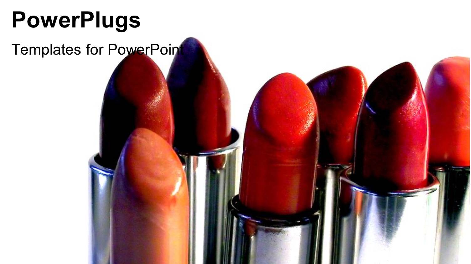 3D Seven Variously Colored Lipsticks Uncapped, Red Brown Orange Peach Lipstick