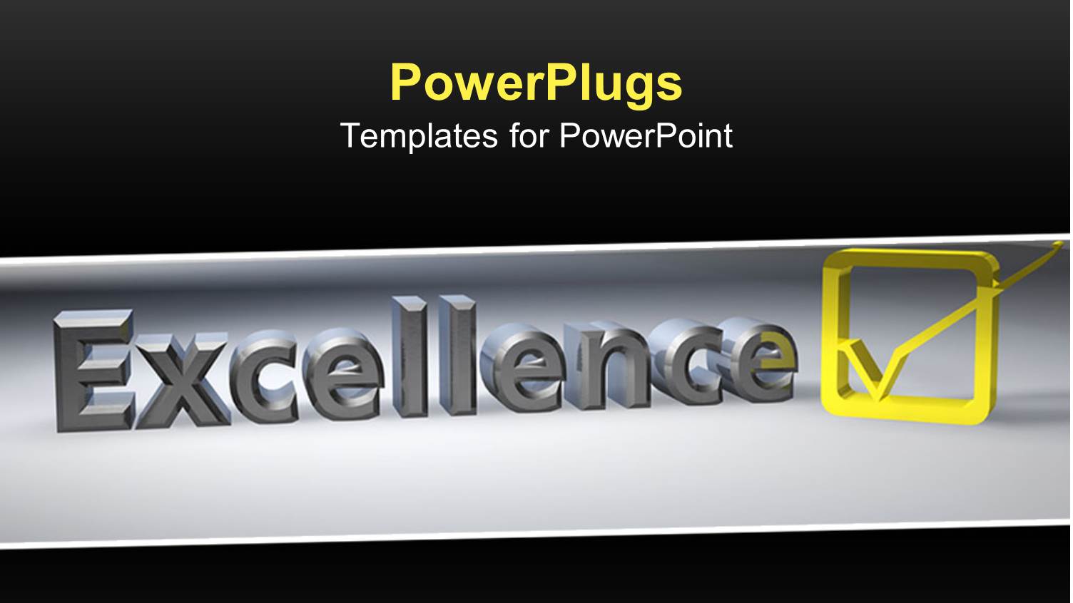 3D Silver Colored Excellence Text on a Silver and Black Background