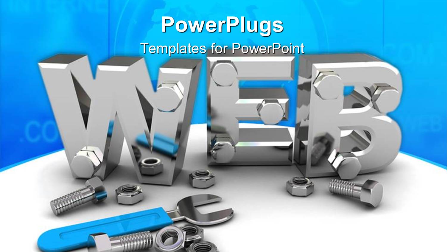 3D Silver Steel WEB Symbol with Construction Tools on Internet Theme Background