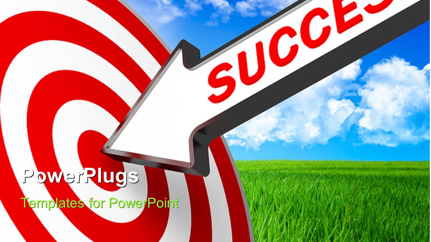 3D Success Arrow Hits Bulls Eye of Red and White Target