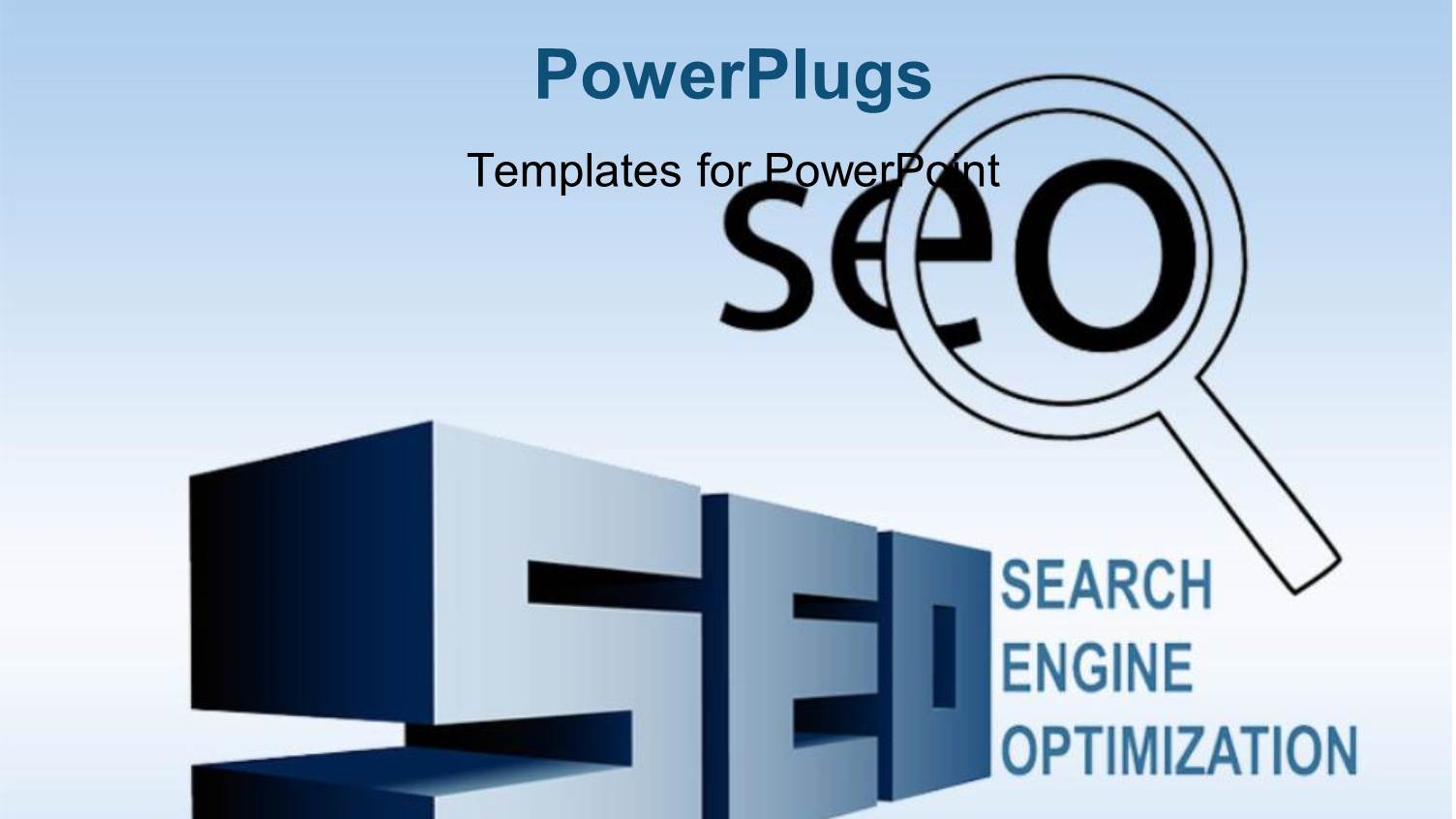 3D Text SEO with Magnifying Glass Over Blue Background 