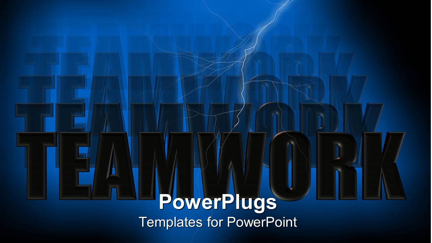 3D Text Teamwork with Reflections in Blue Background with Lightning