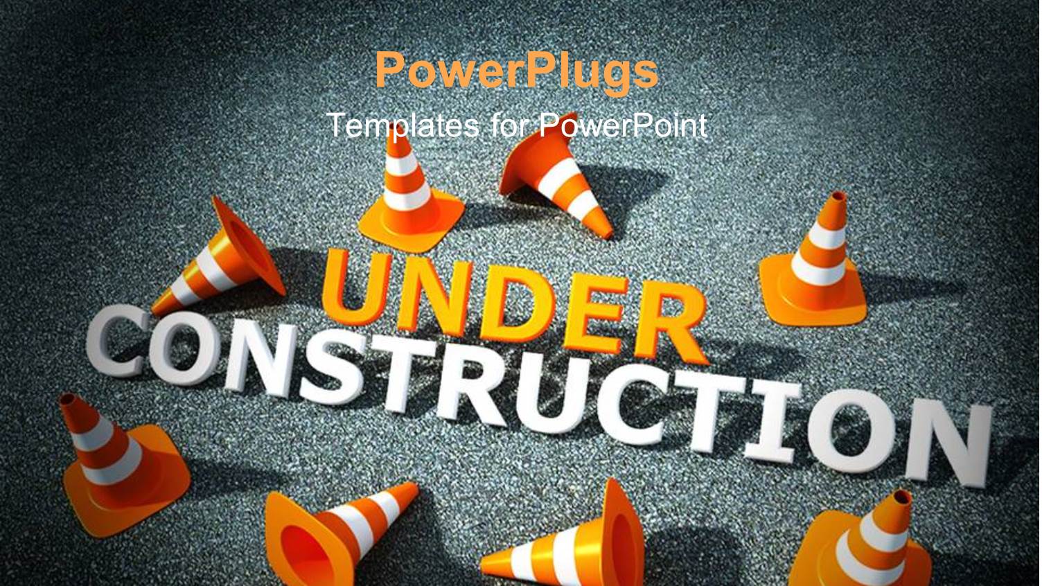 3D Traffic Canes on Asphalt with Under Construction Logo