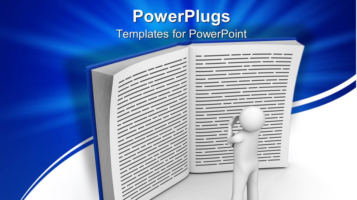 a 3D White Character Standing and Reading a big Book