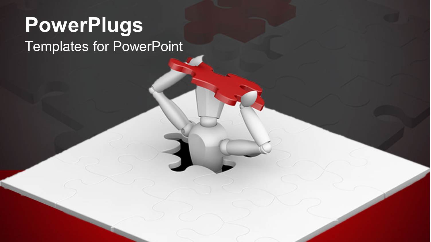 3D White Figure with Red Jigsaw Puzzle Piece Finishing Puzzle