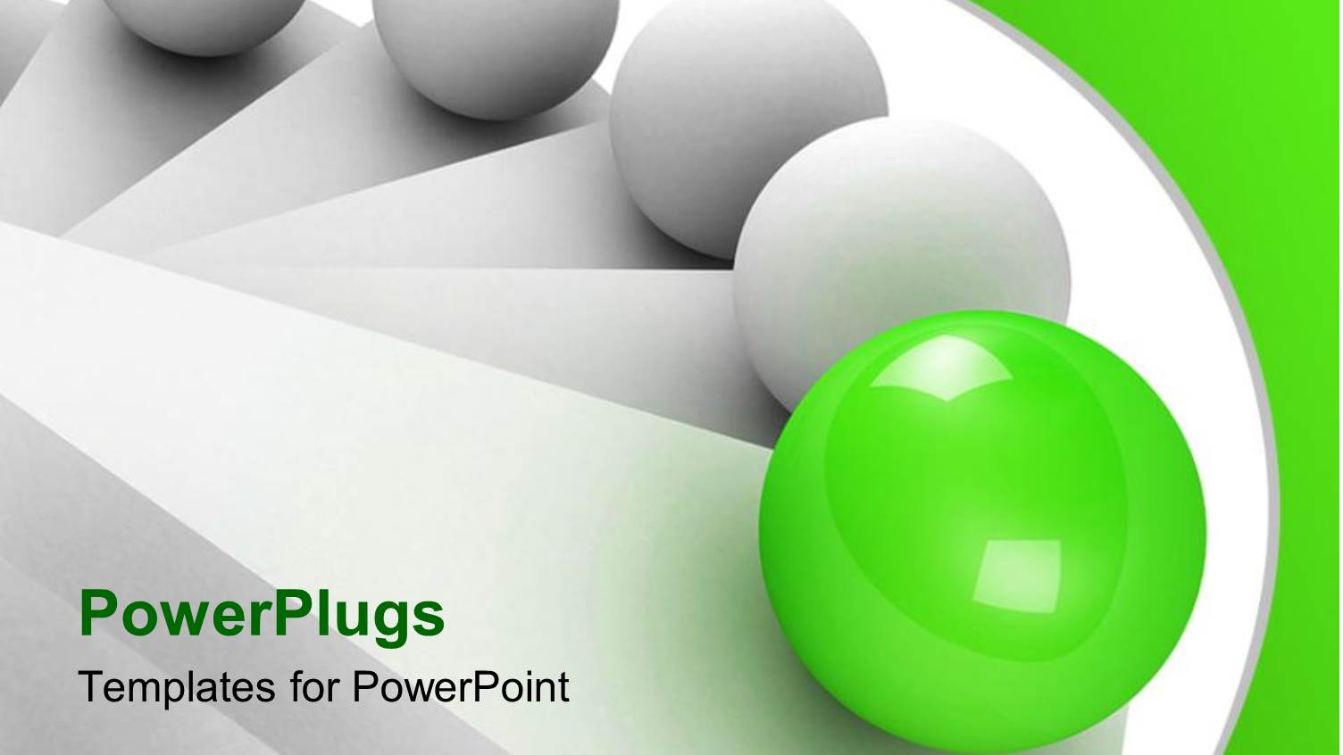 3D White Stair Steps and Balls Climbing Up the Stairs, Leadership Concept with Green Glowing Ball Leading Four White