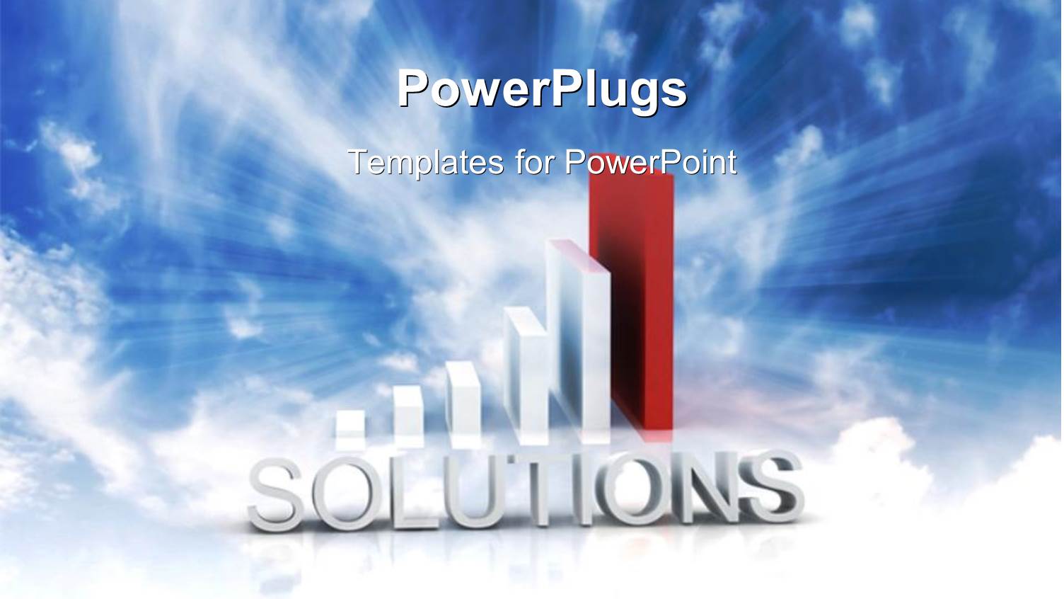 3D Word SOLUTIONS with Bar Chart Over Blue Cloudy Sky 