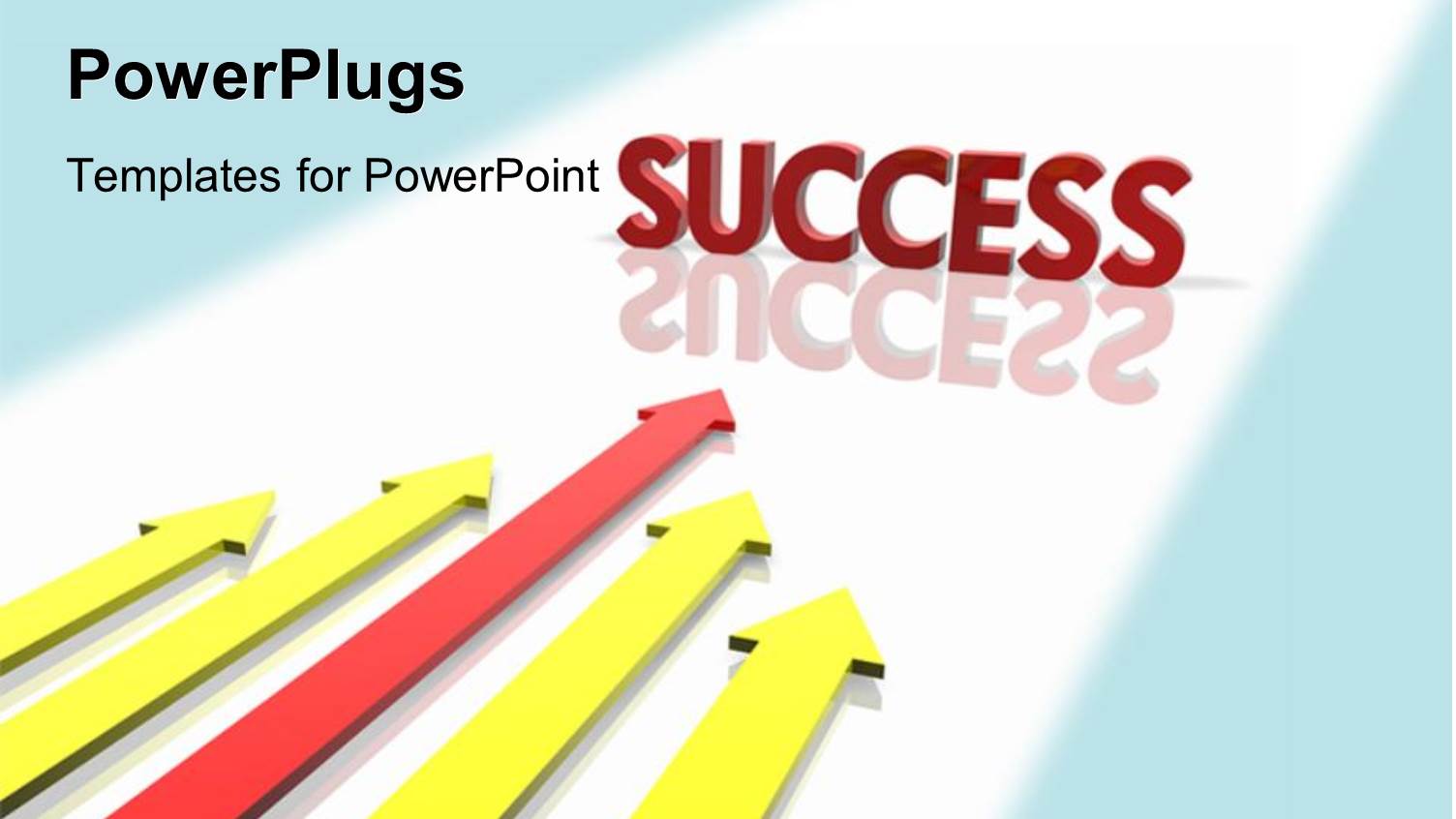 3D Word SUCCESS with Reflection in Background and Colored Arrows