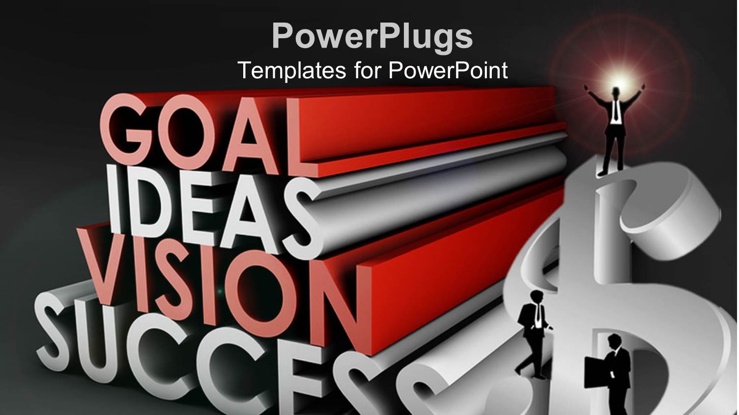 3D Writing on Business with Successful Men Standing on Dollar Sign