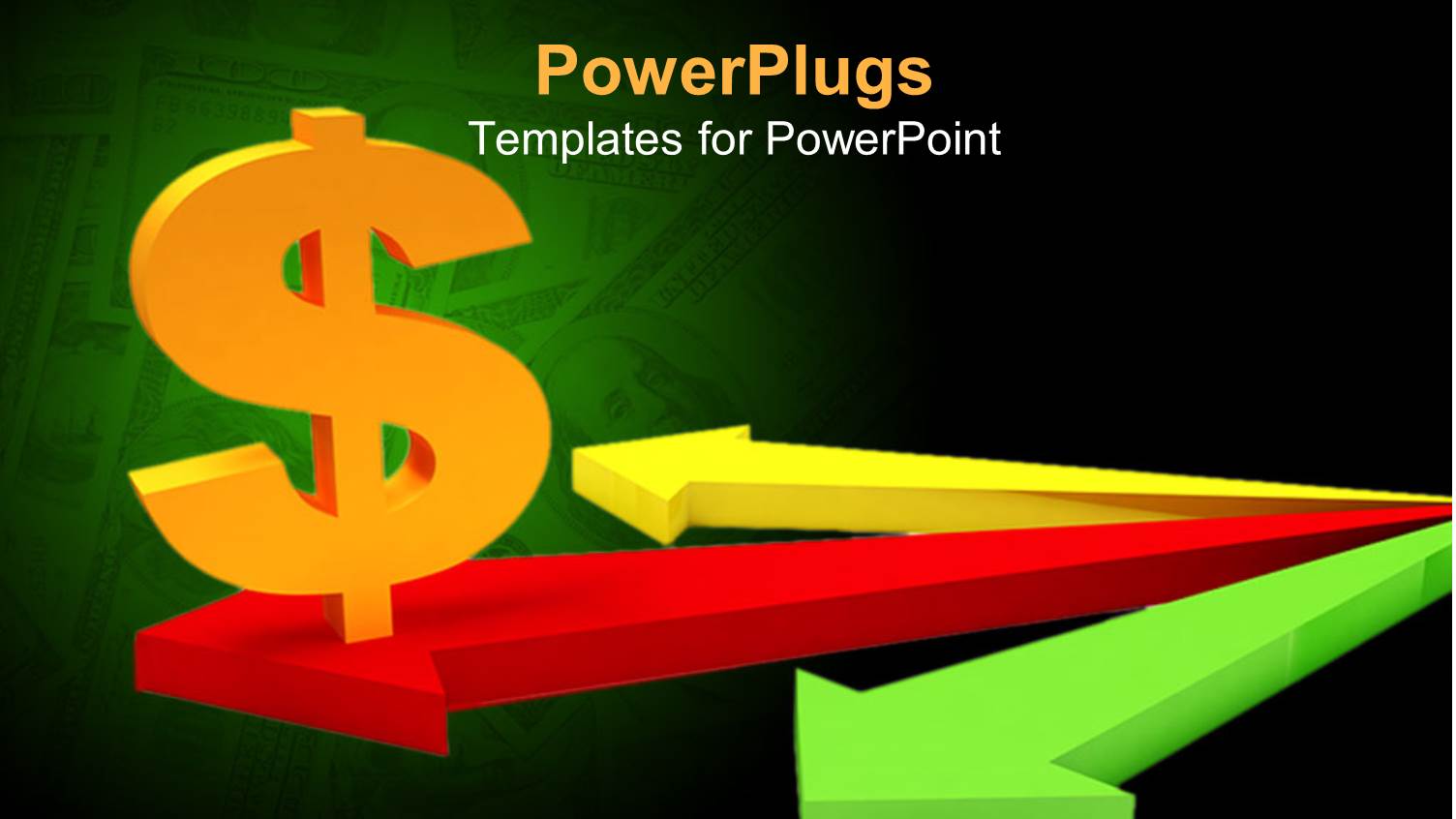 3D Yellow Dollar Sign on Red Arrow Between Yellow and Green Arrows