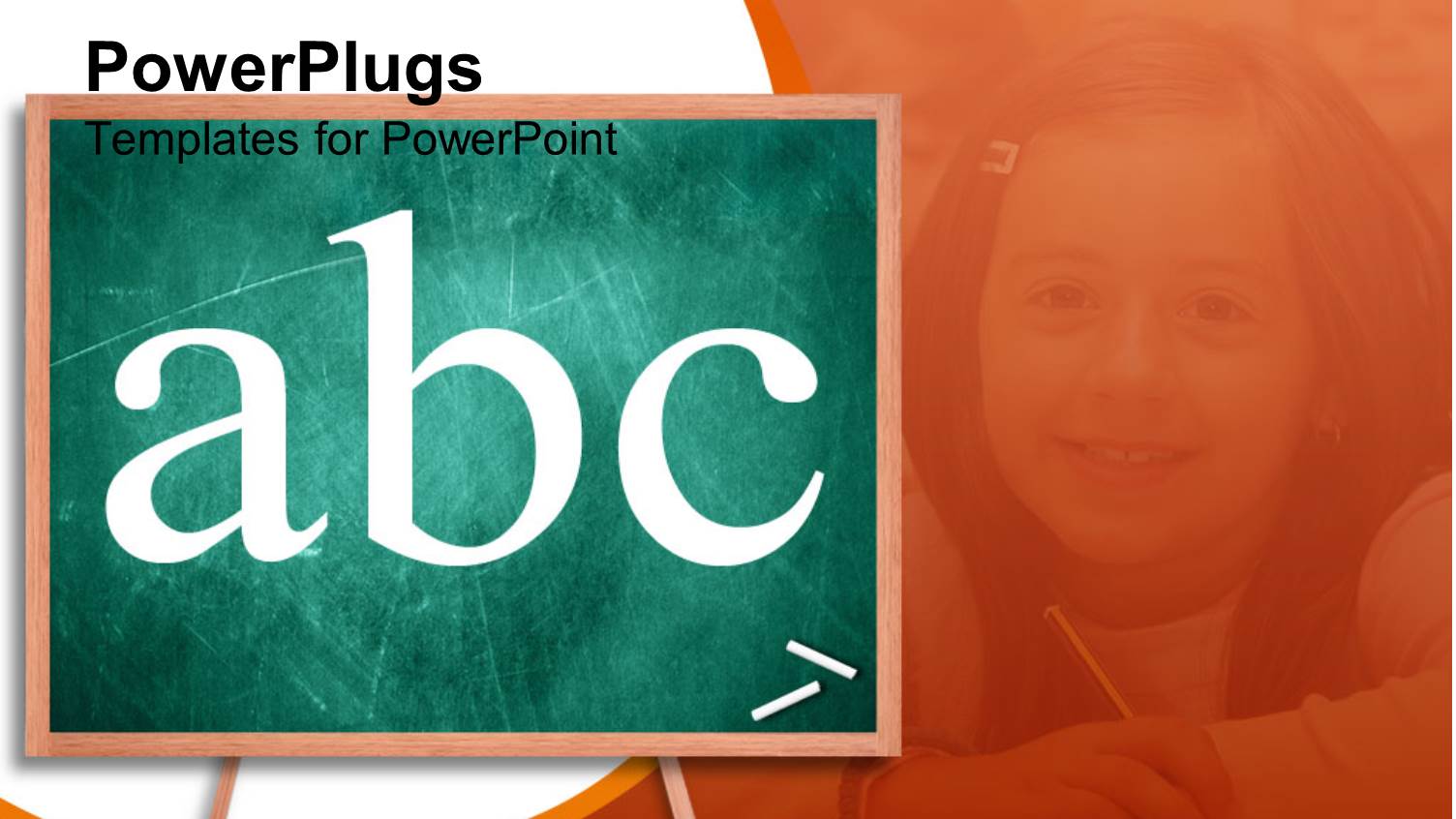 ABC on Chalkboard with Girl Student in Orange Background, Education, School, Learning, Teaching