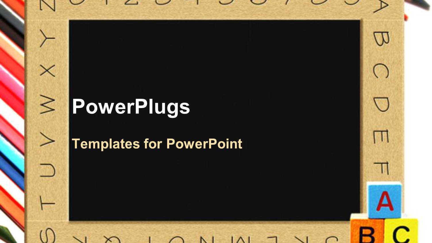 ABC Number Chalkboard with Colored Pencil Background, Education, Learning, Teaching, School