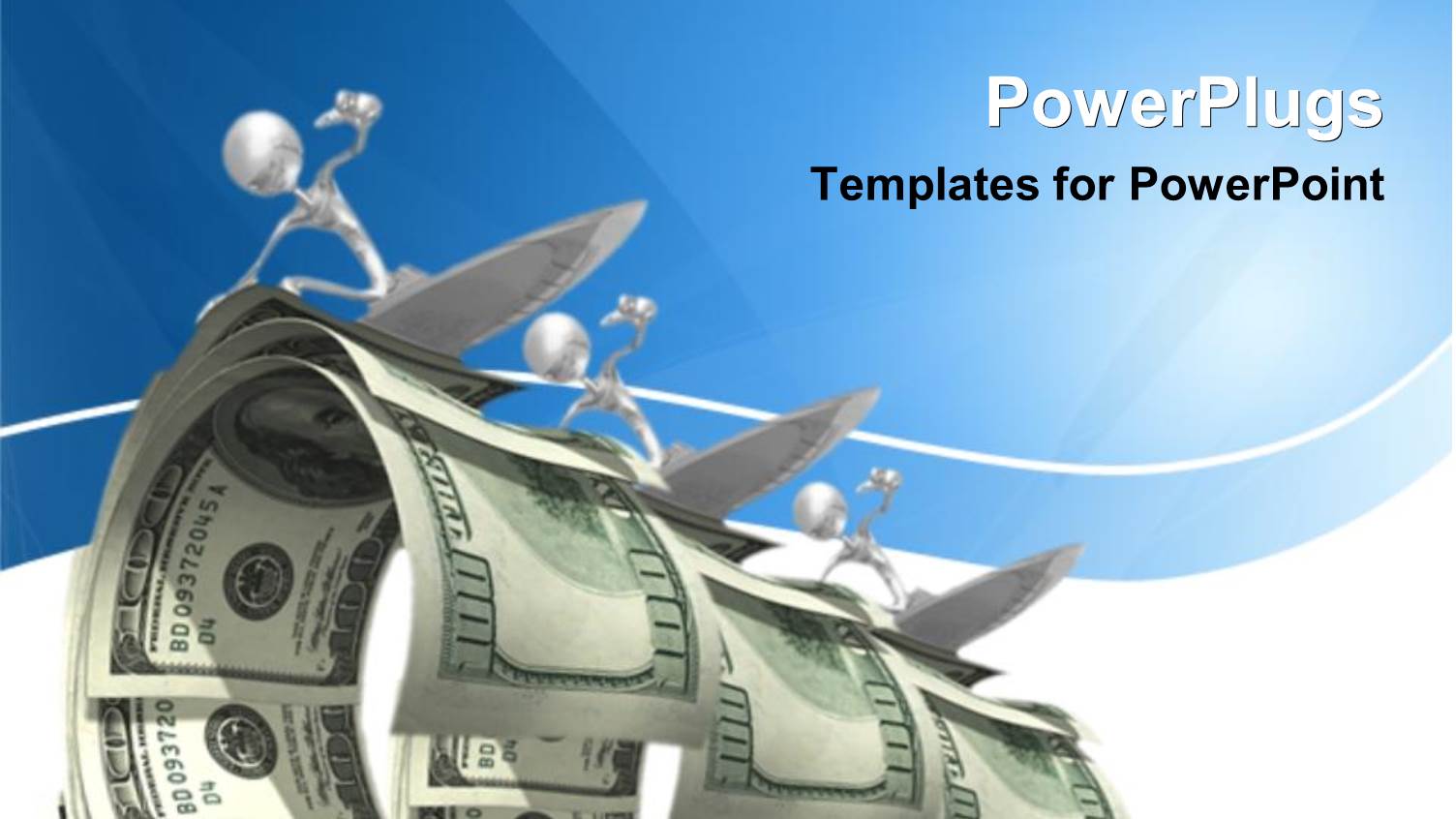 Abstract 3D Figures Surfing on Dollar Waves