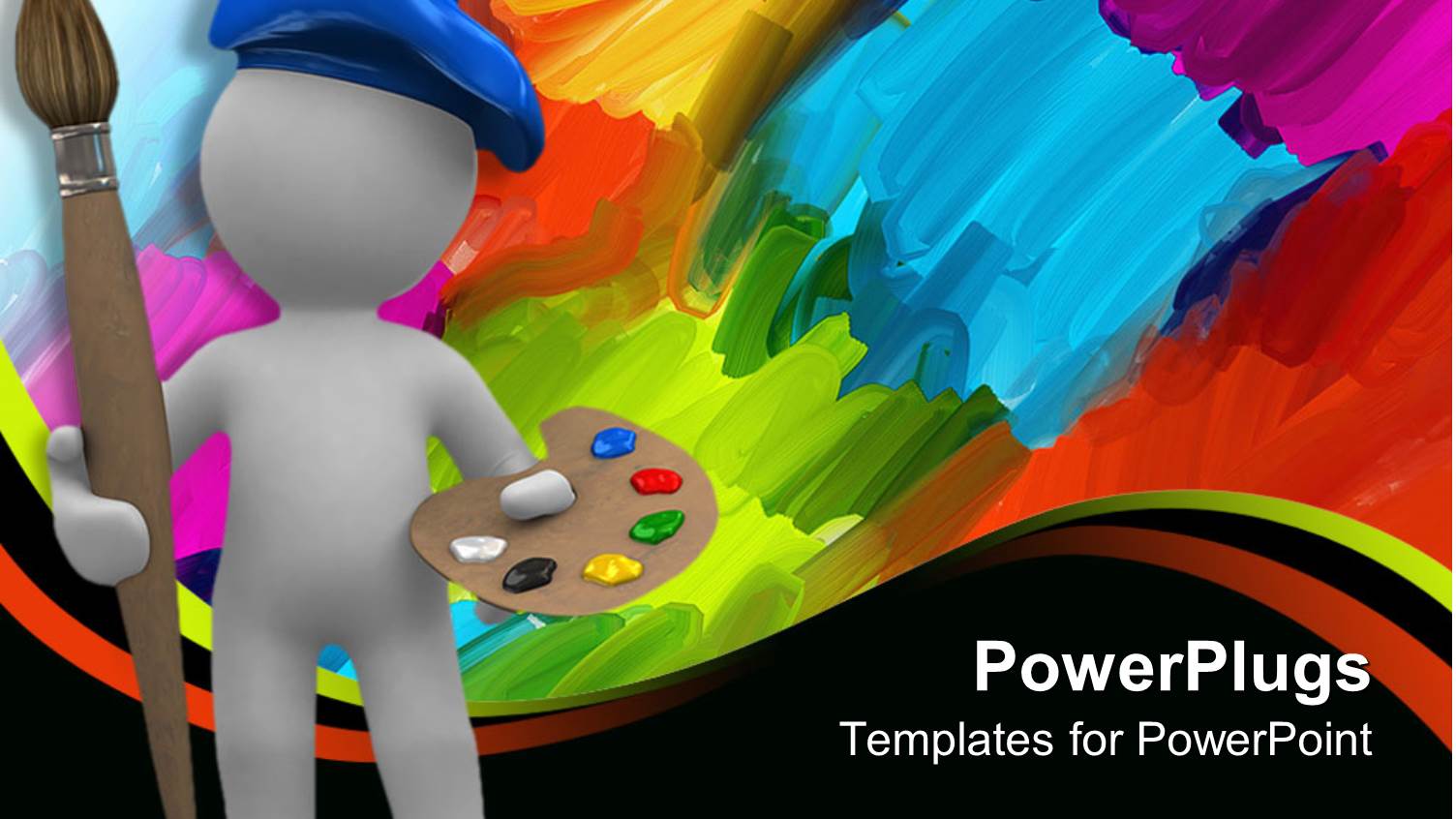 Abstract Artist with Paintbrush and Palette, Abstract Paint Background