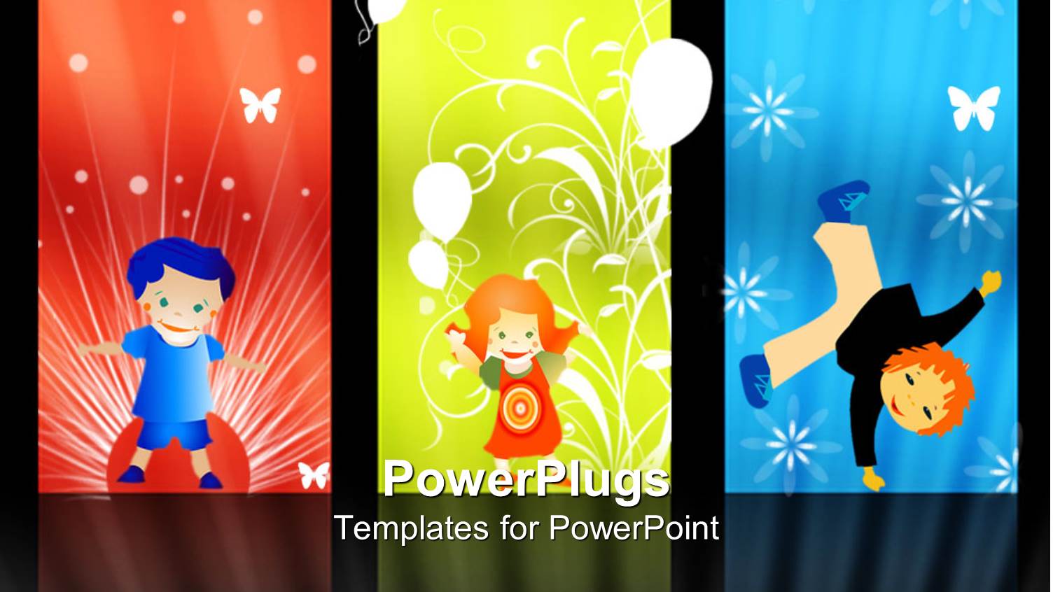 Abstract Background with Kids, Balloons and Snow Flakes