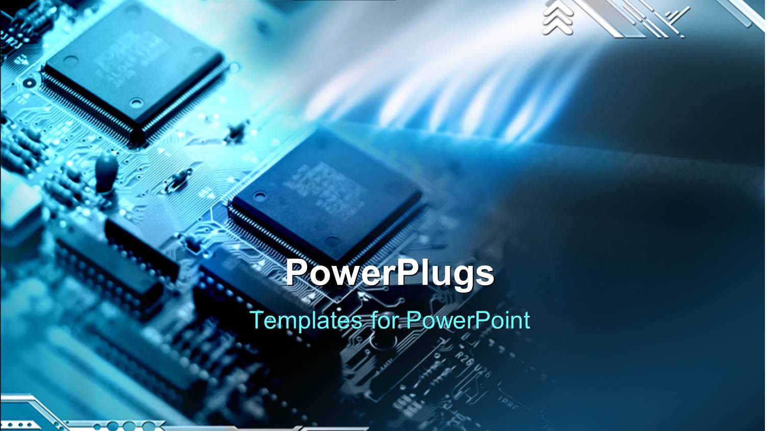 Abstract Blue Background with Computer Components and Lines